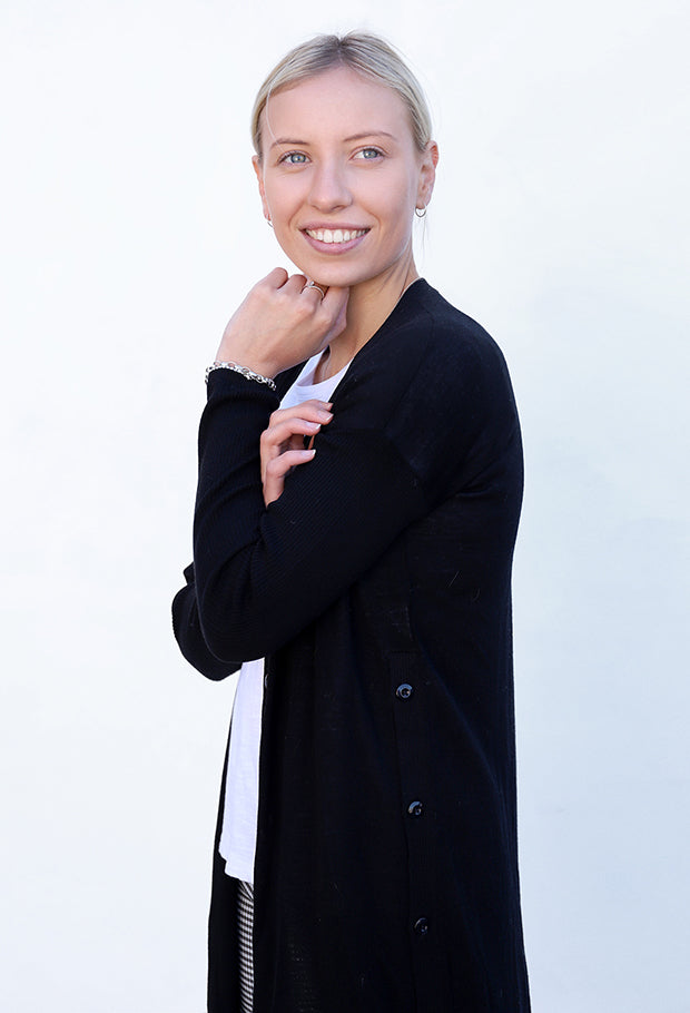 Button Detail Merino Cardi