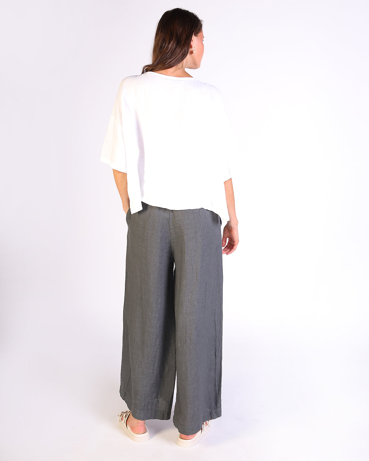 Xina Linen Pant - Charcoal