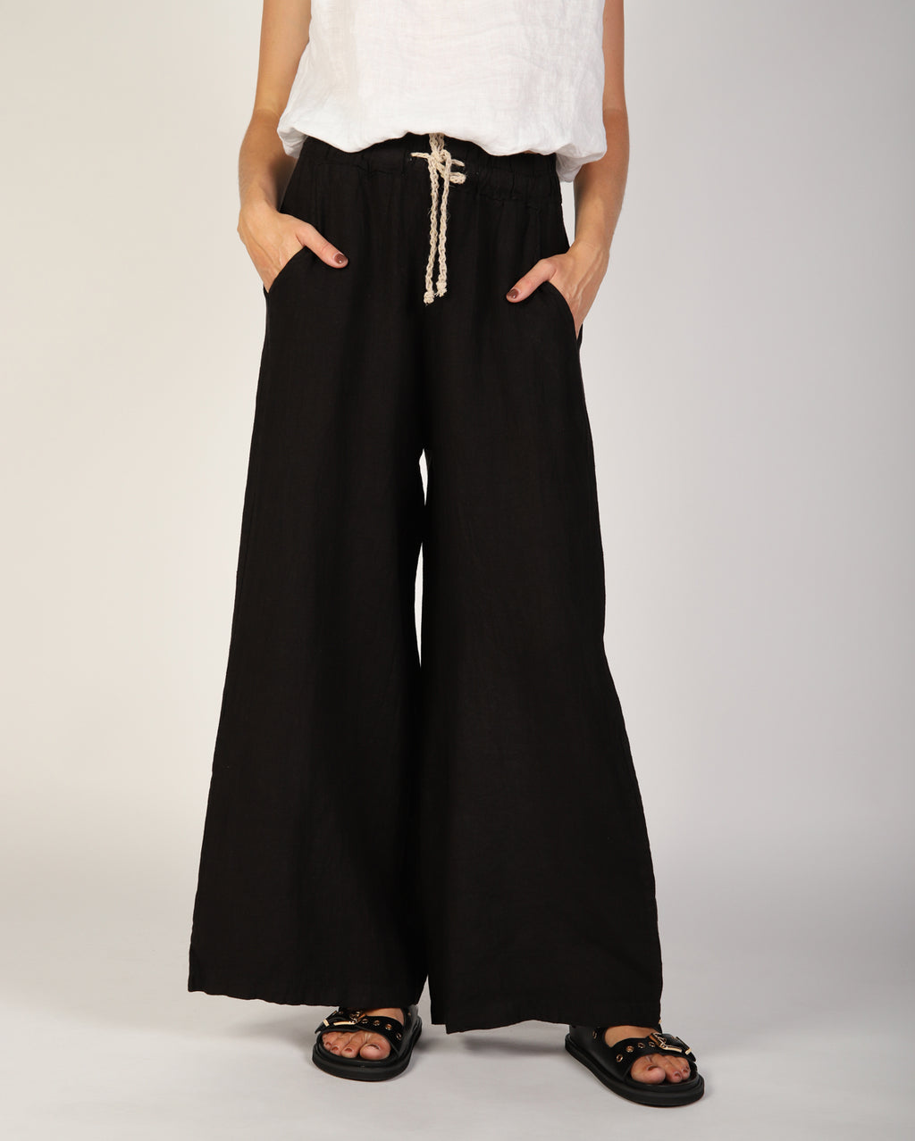 Xina Linen Pant - Black