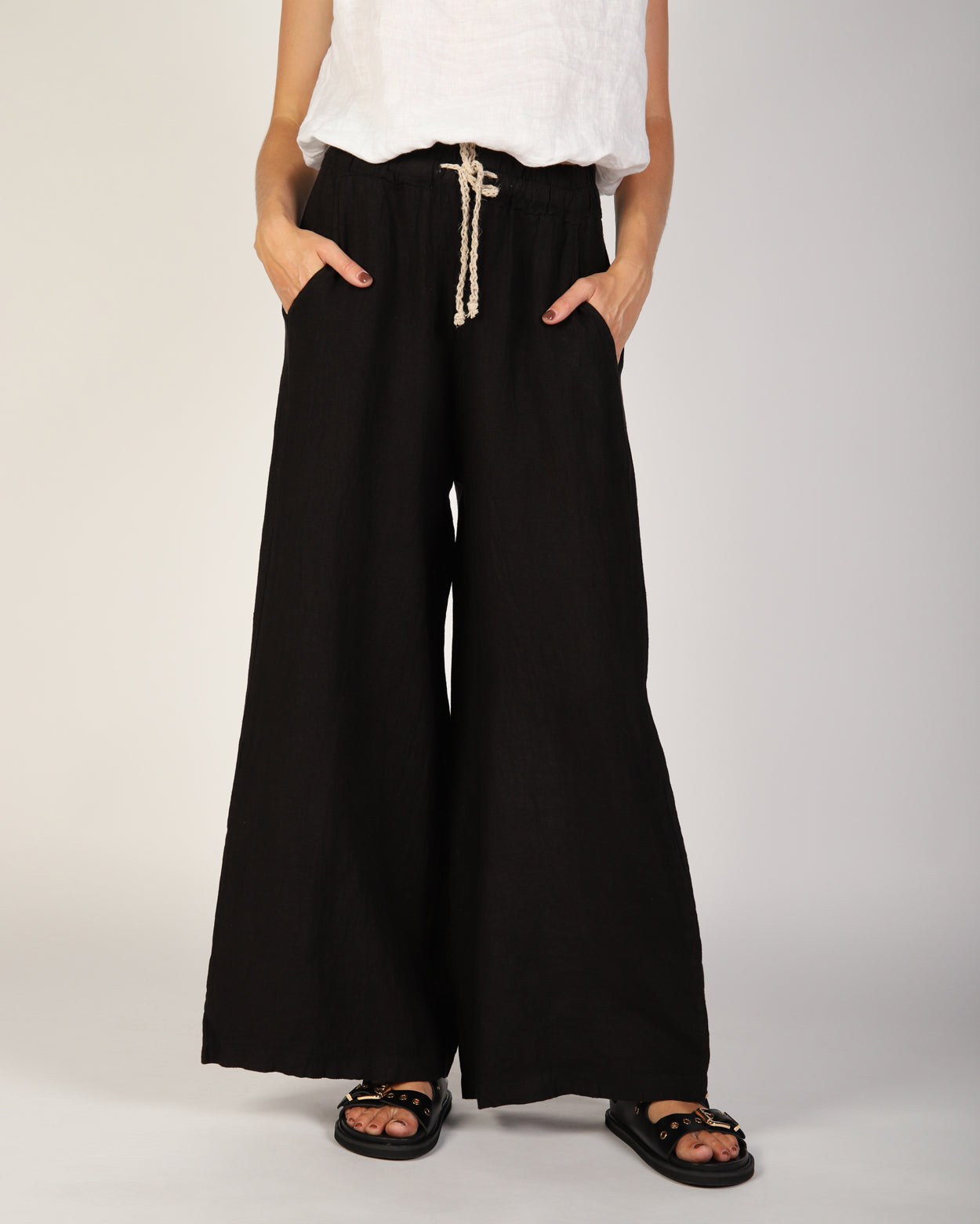 Xina Linen Pant - Black
