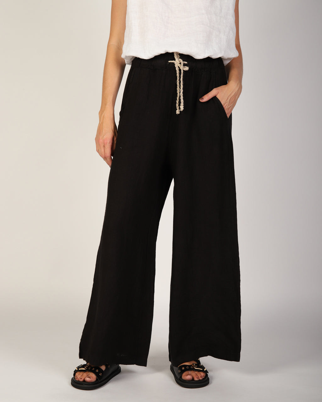 Xina Linen Pant - Black