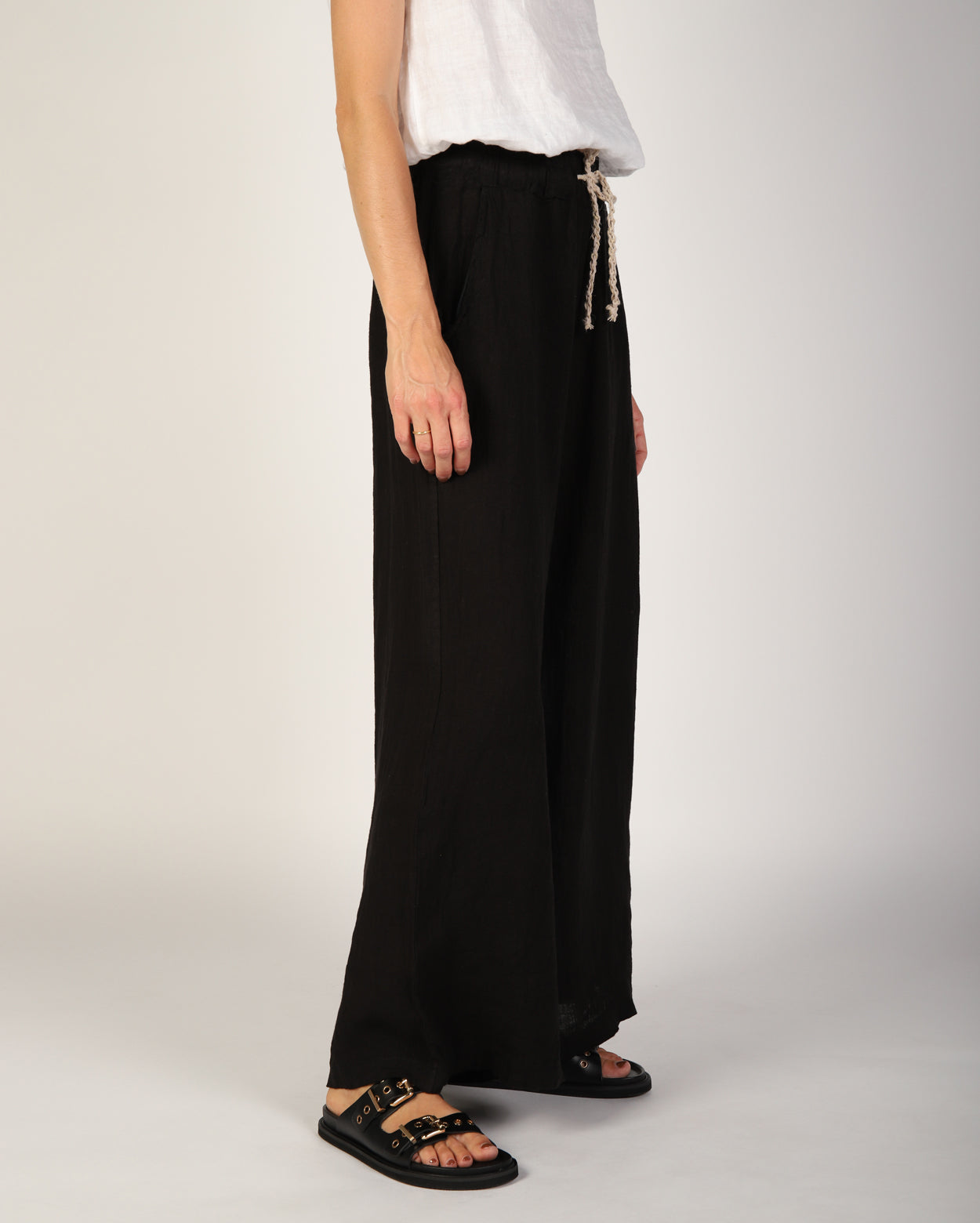 Xina Linen Pant - Black