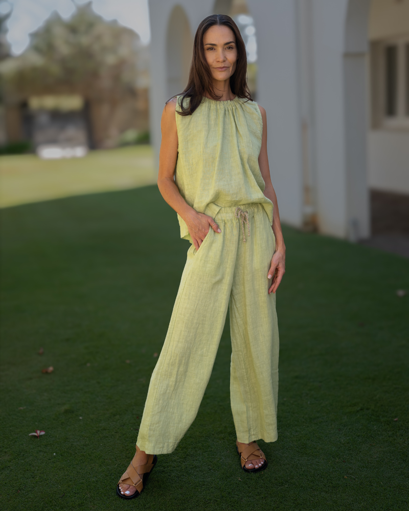 Xina Linen Pant - Kale