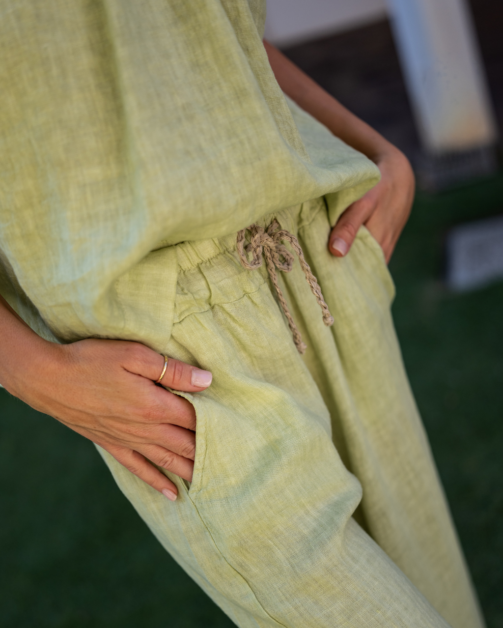 Xina Linen Pant - Kale