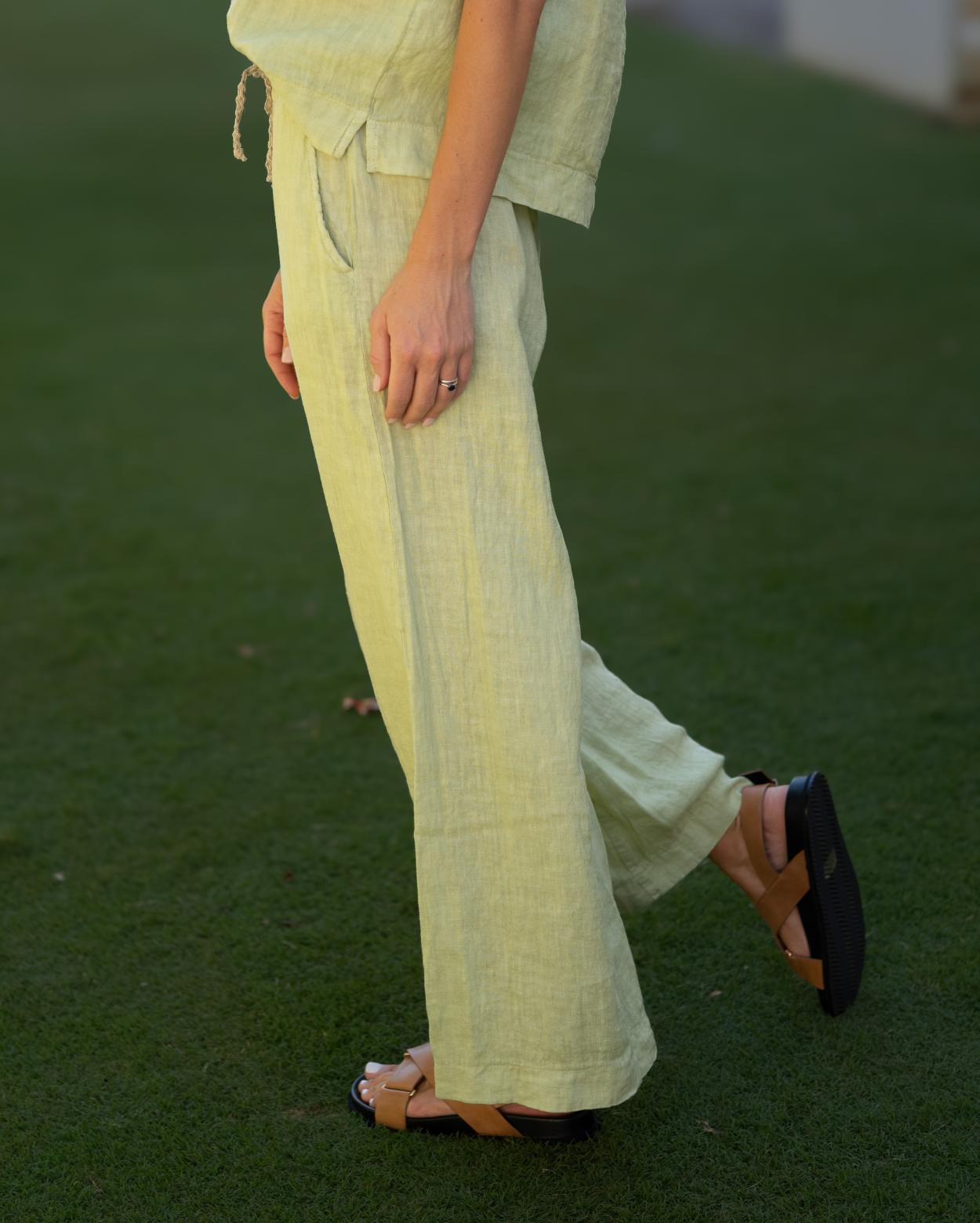 Xina Linen Pant - Kale
