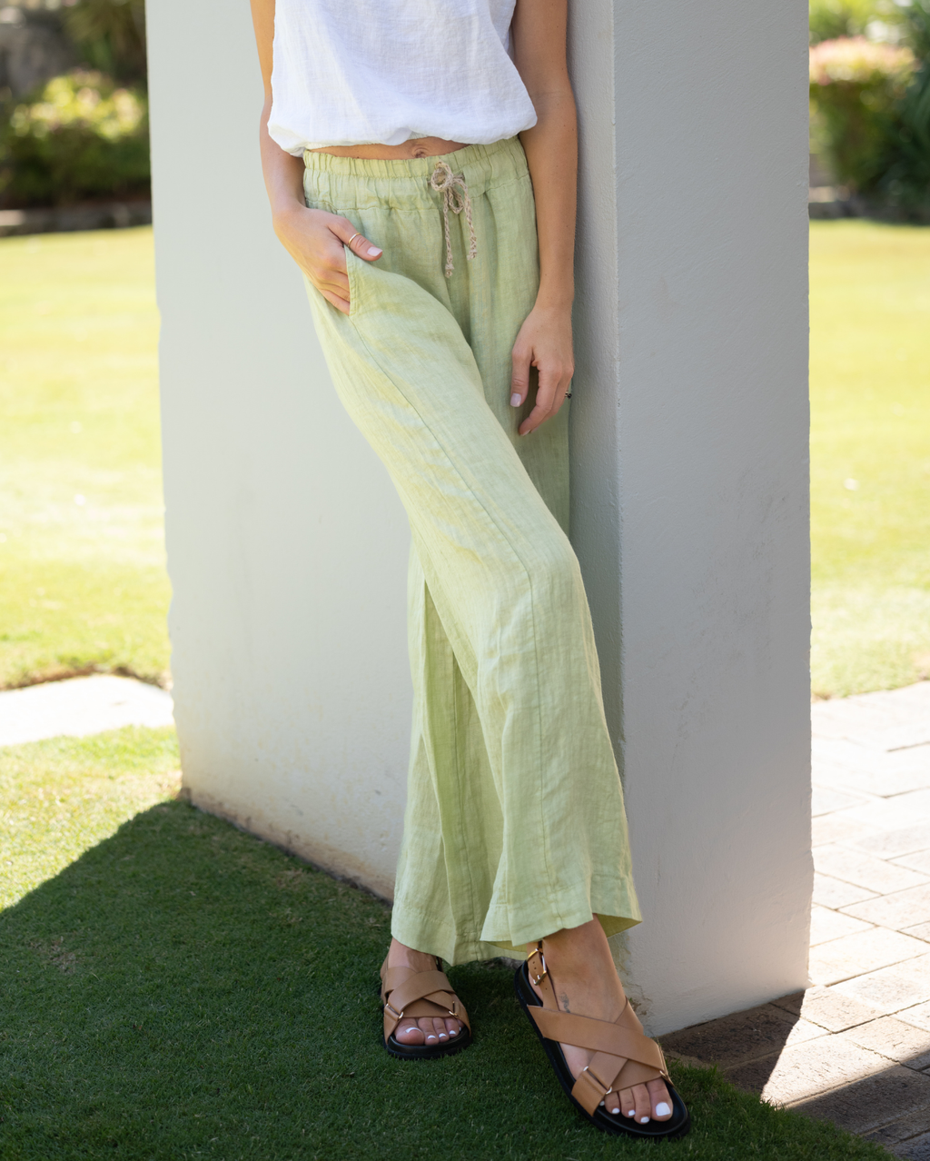 Xina Linen Pant - Kale
