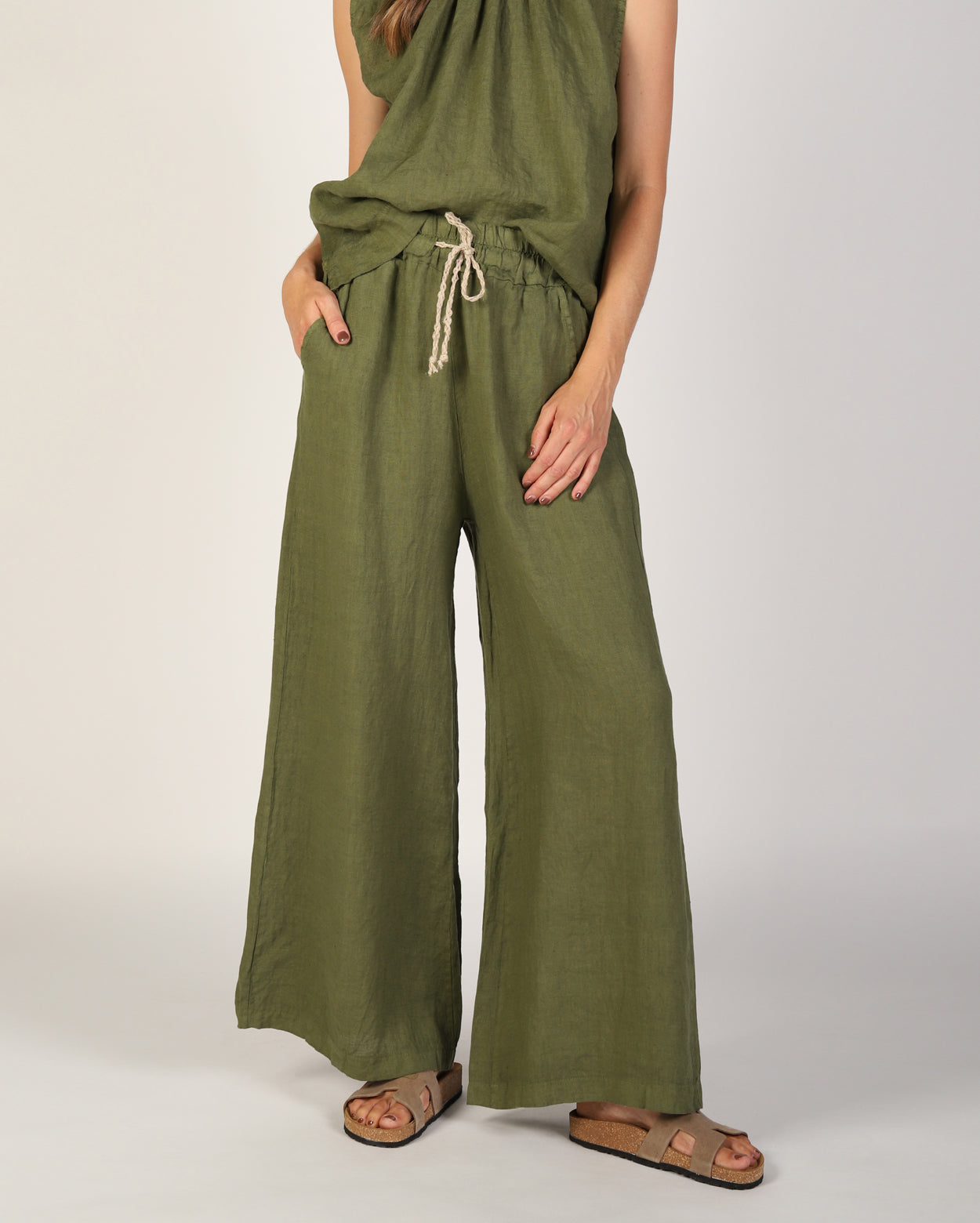 Xina Linen Pant - Moss