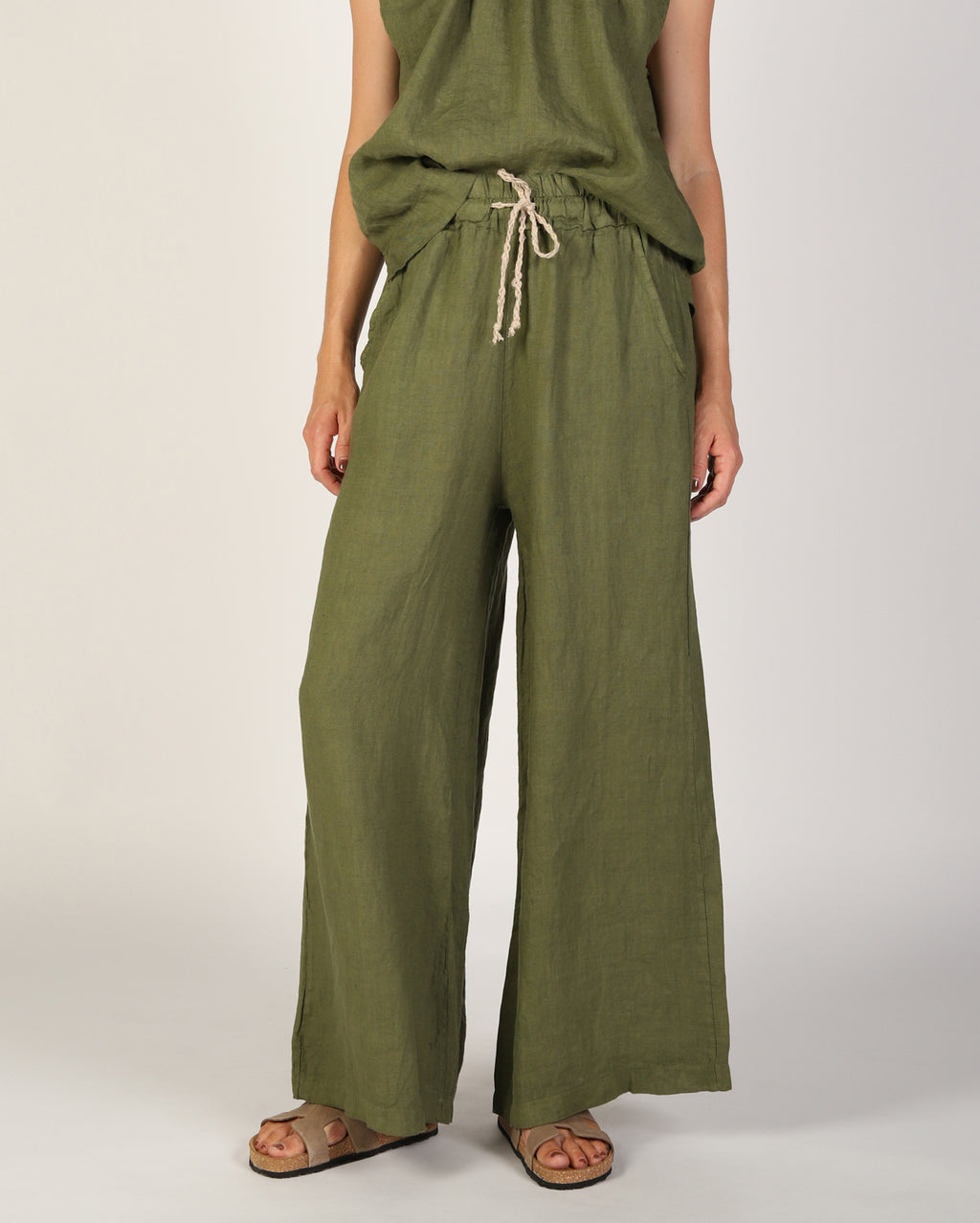 Xina Linen Pant - Moss