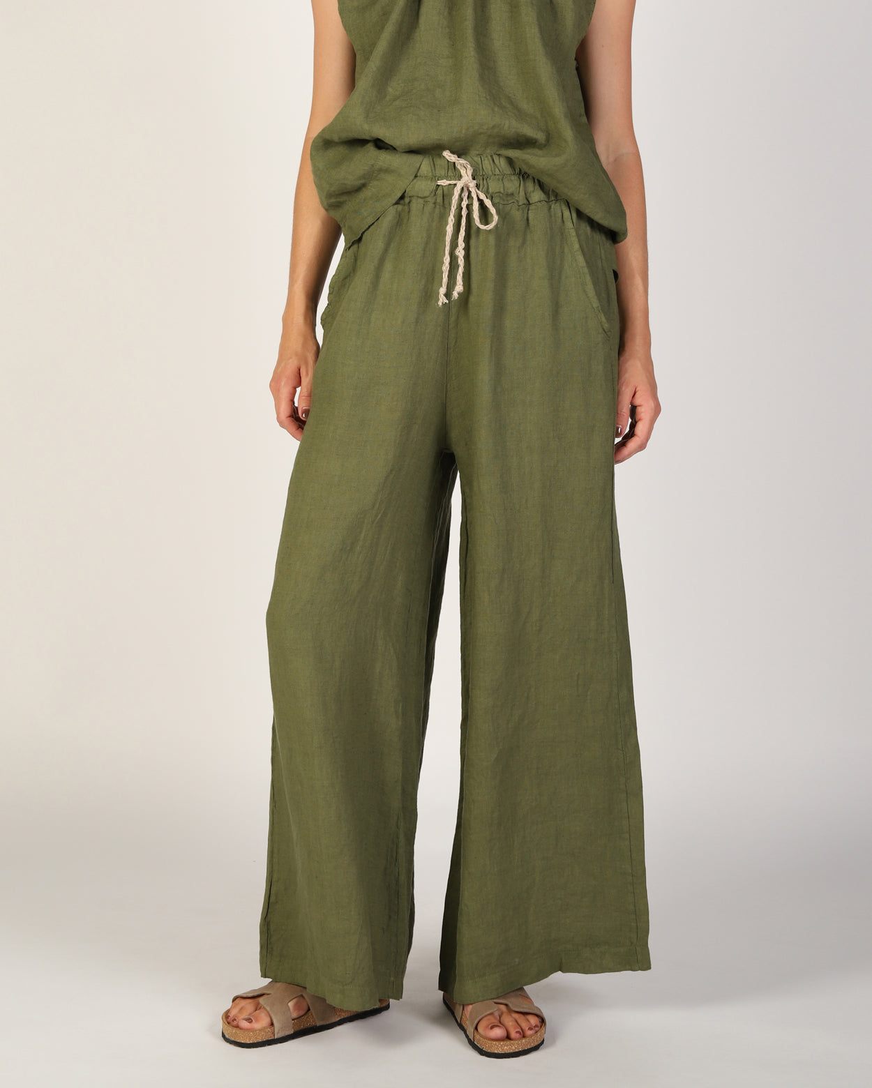 Xina Linen Pant - Moss