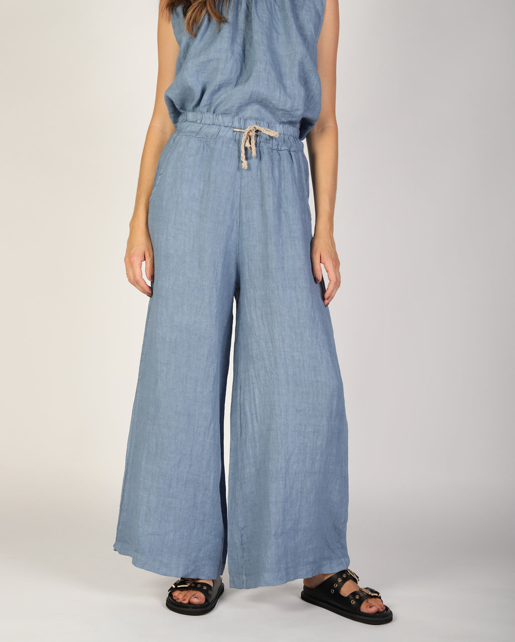 Xina Linen Pant - Steel