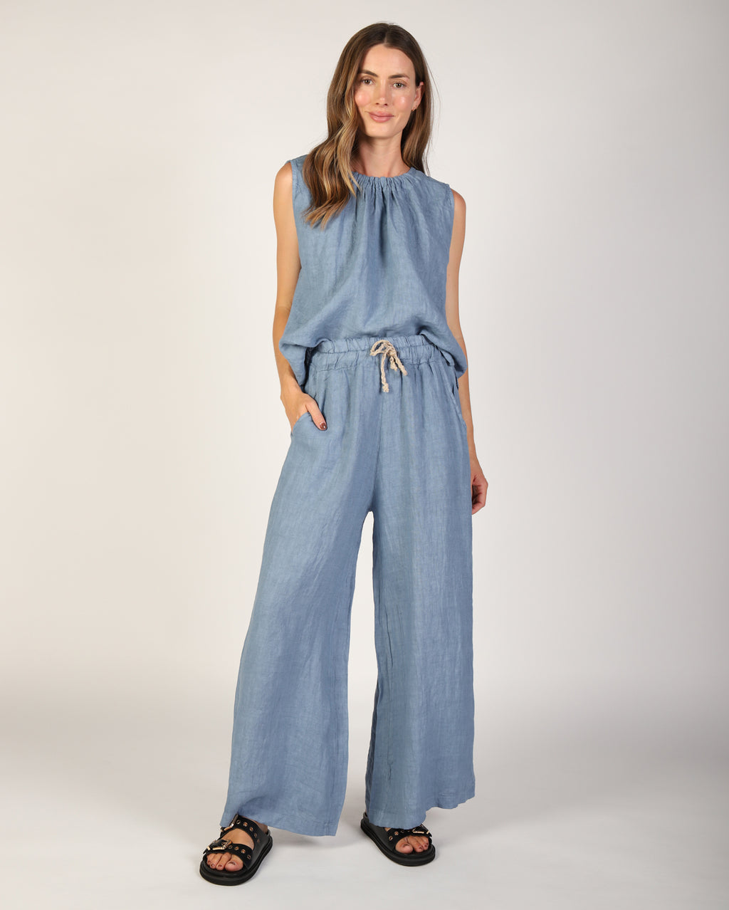 Xina Linen Pant - Steel