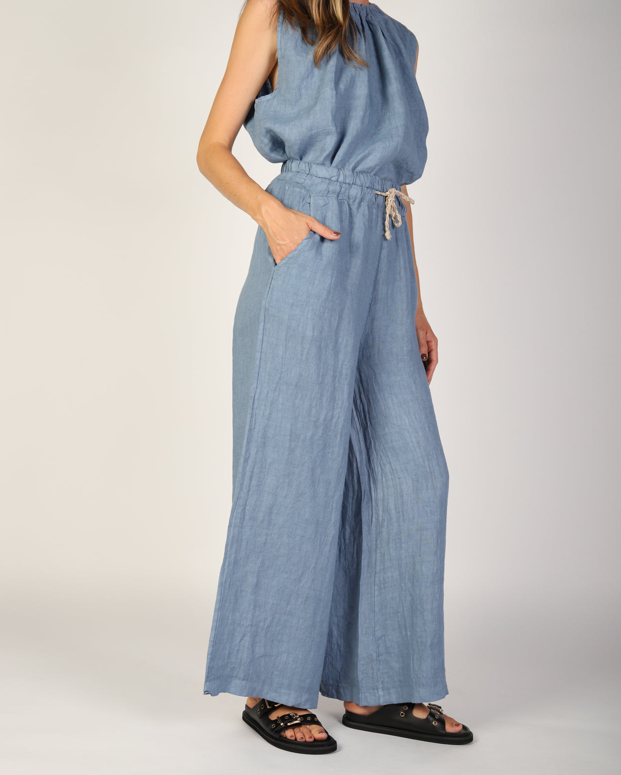 Xina Linen Pant - Steel