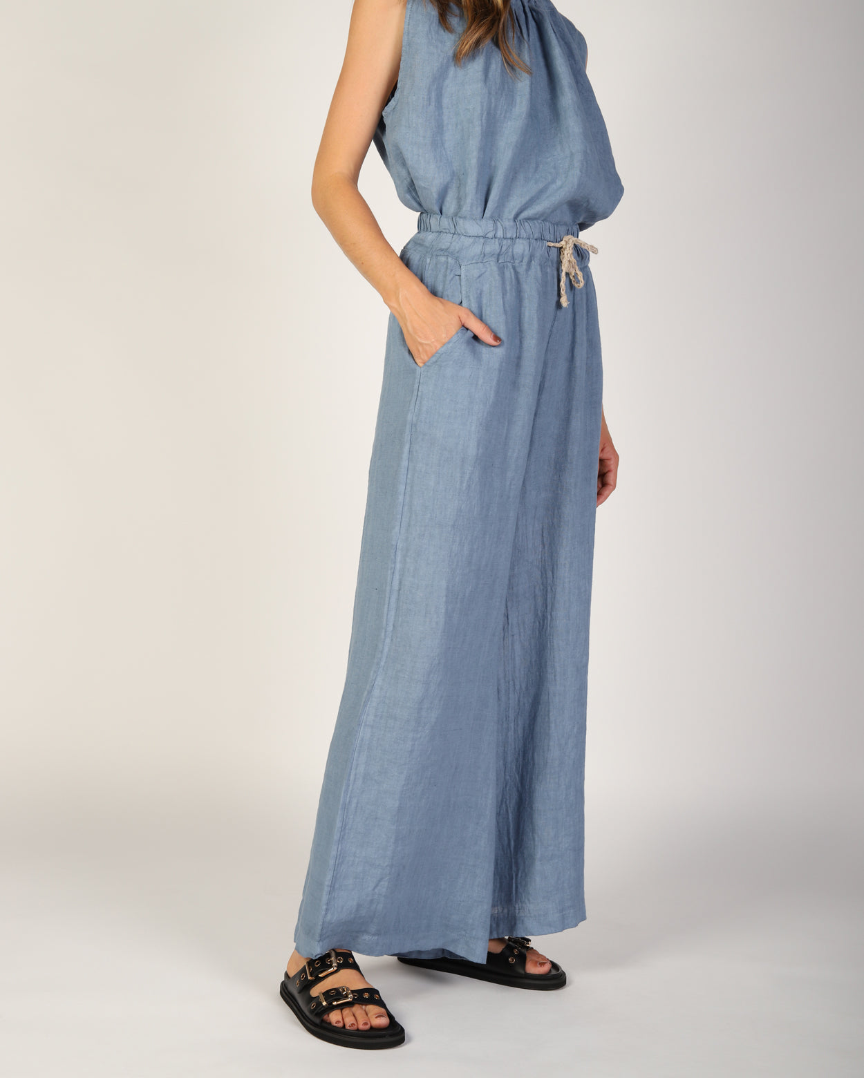 Xina Linen Pant - Steel