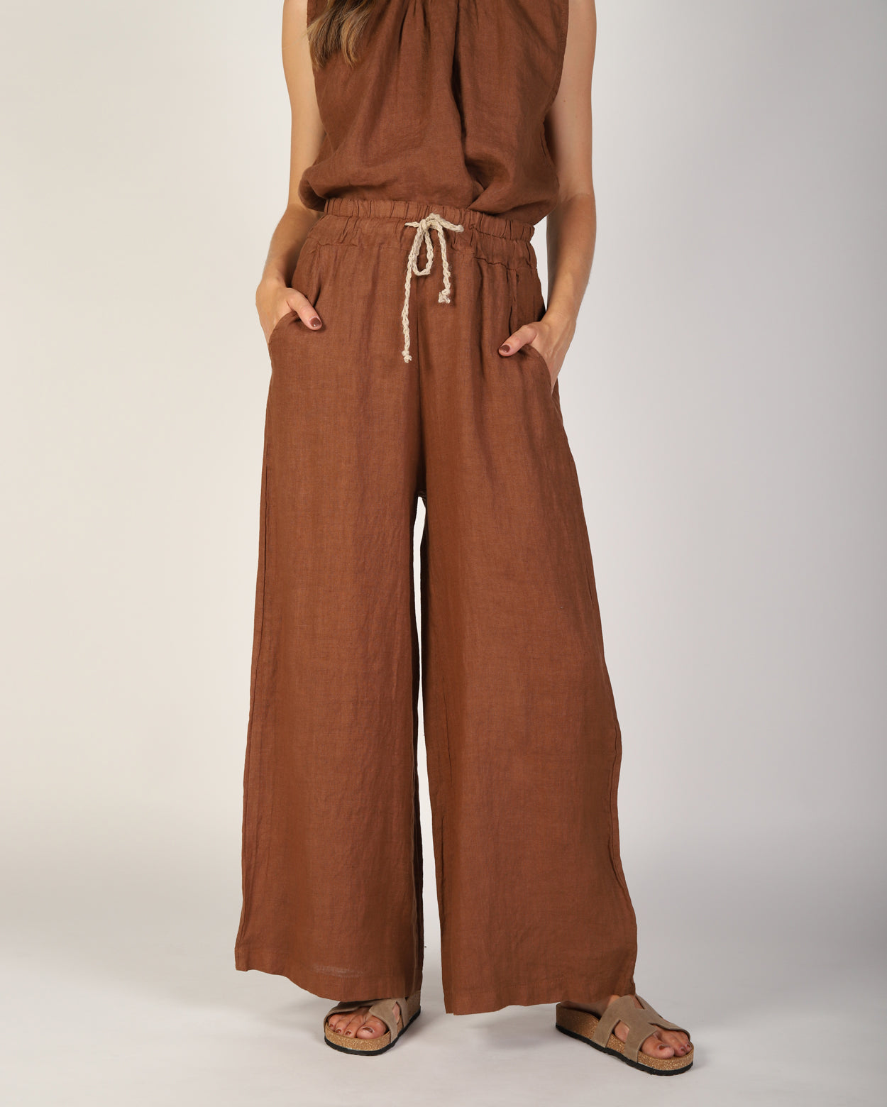 Xina Linen Pant - Tobacco
