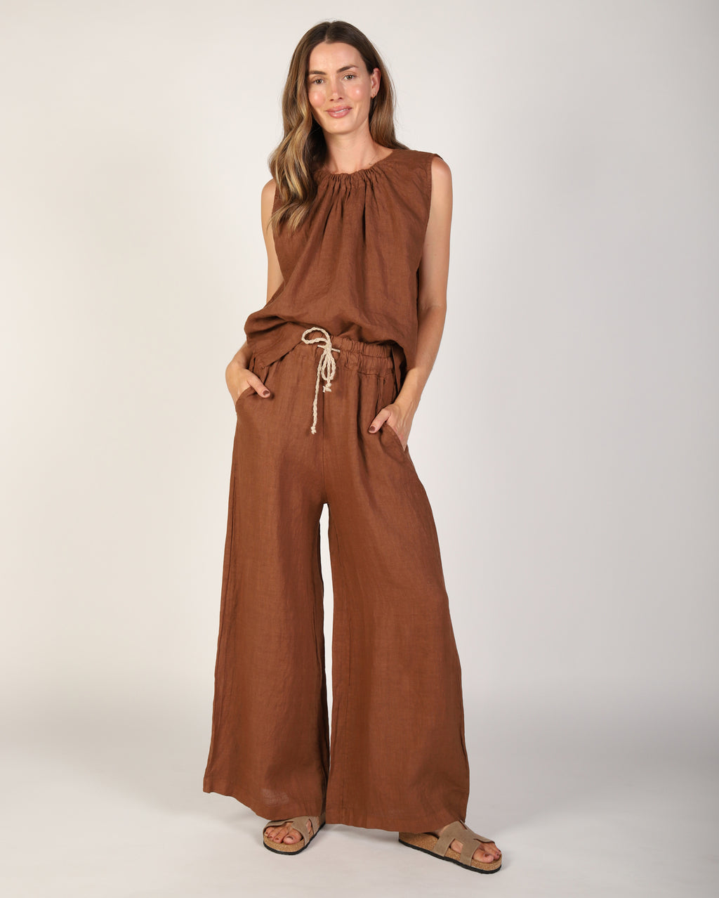 Xina Linen Pant - Tobacco