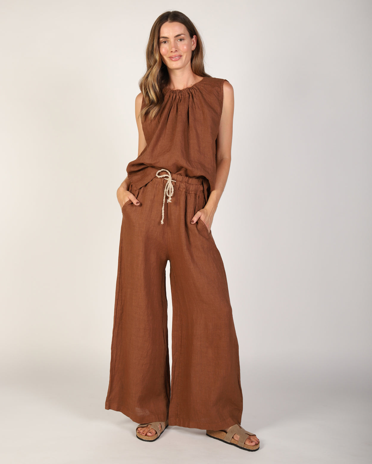 Xina Linen Pant - Tobacco