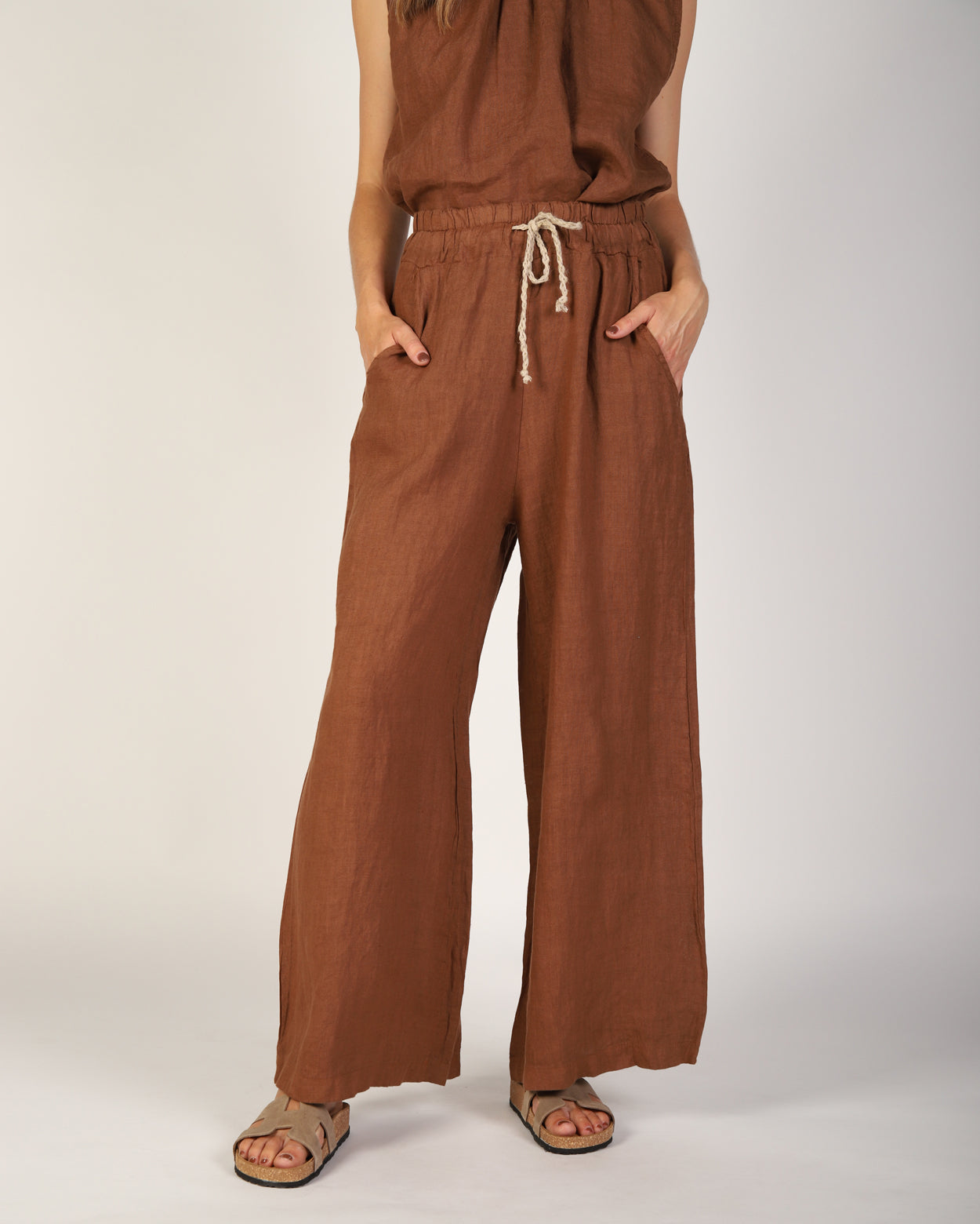 Xina Linen Pant - Tobacco