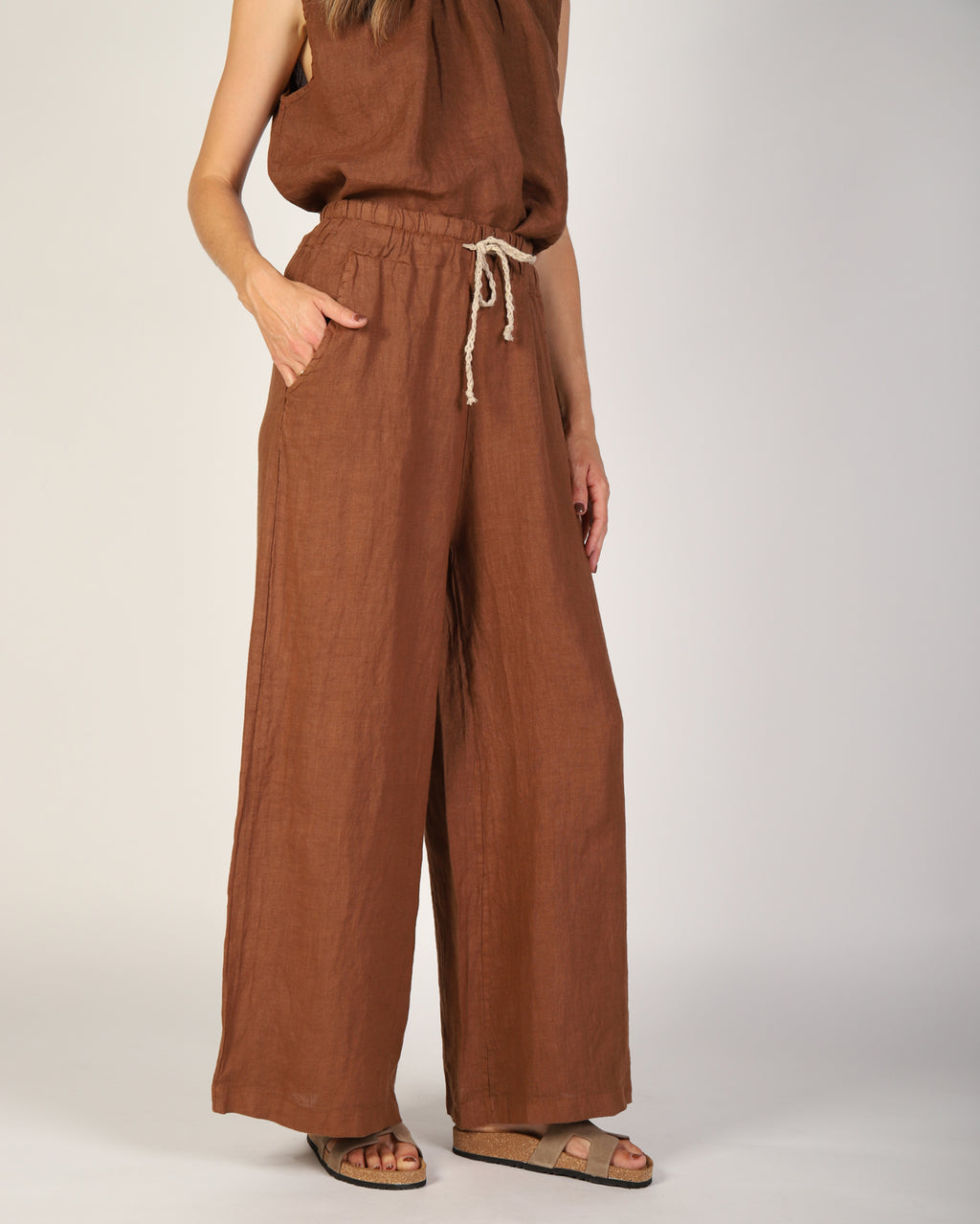 Xina Linen Pant - Tobacco