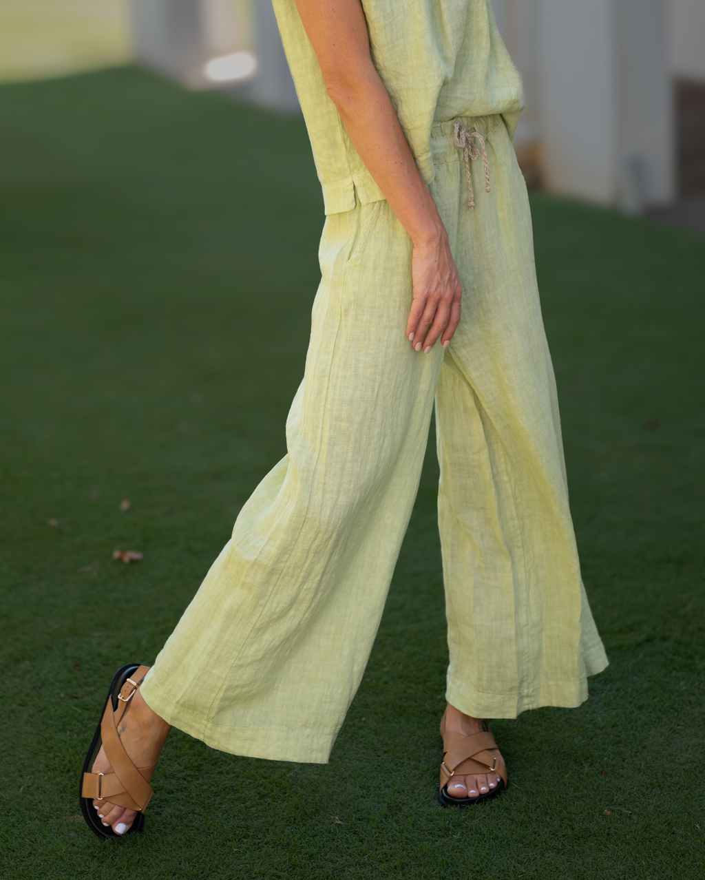Xina Linen Pant - Kale