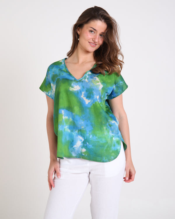 Printed Milla Top  - Lagoon