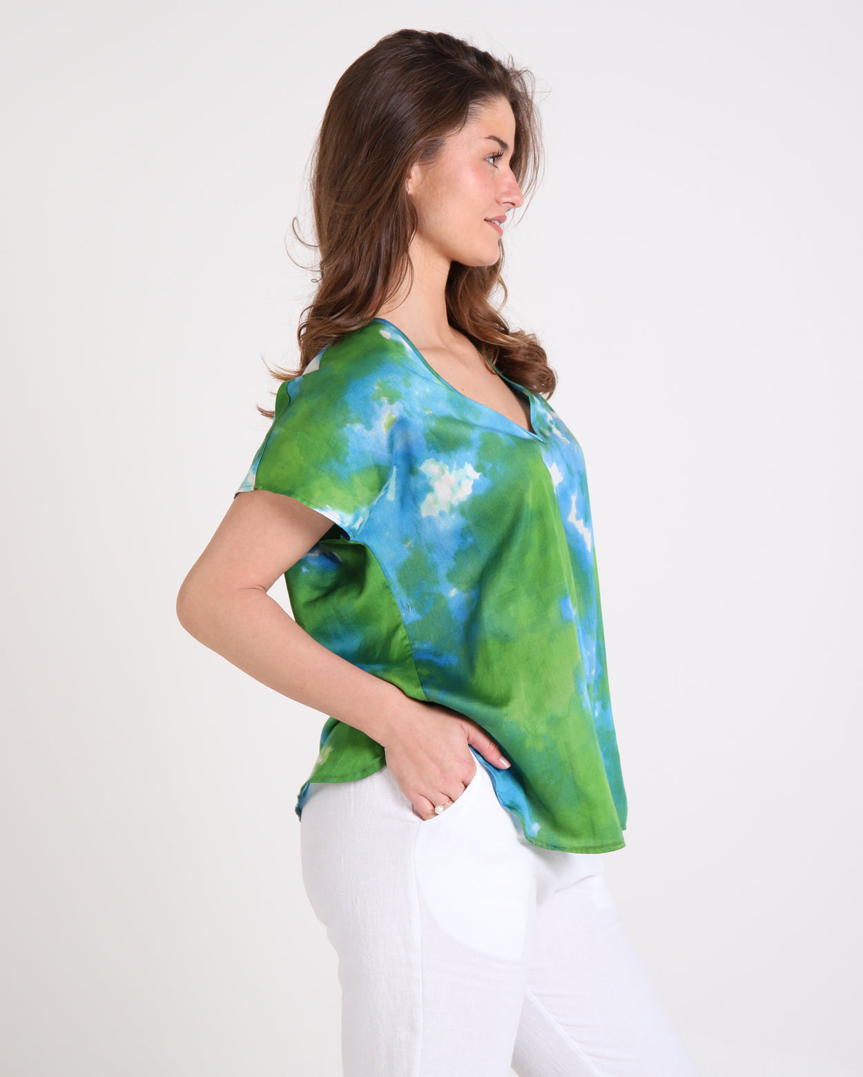 Printed Milla Top  - Lagoon