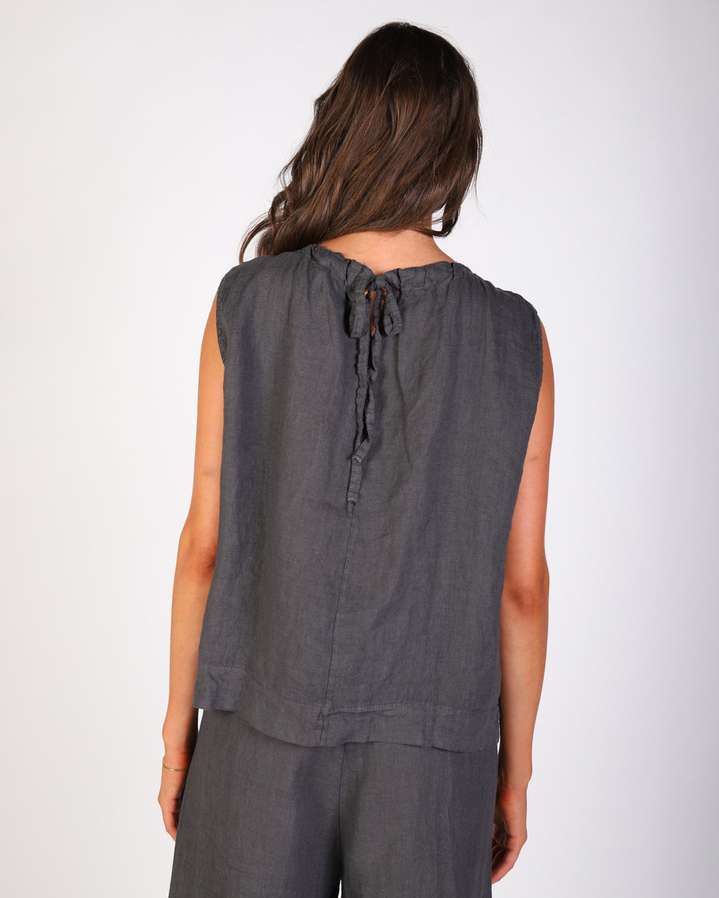 Xina Linen Top  - Charcoal