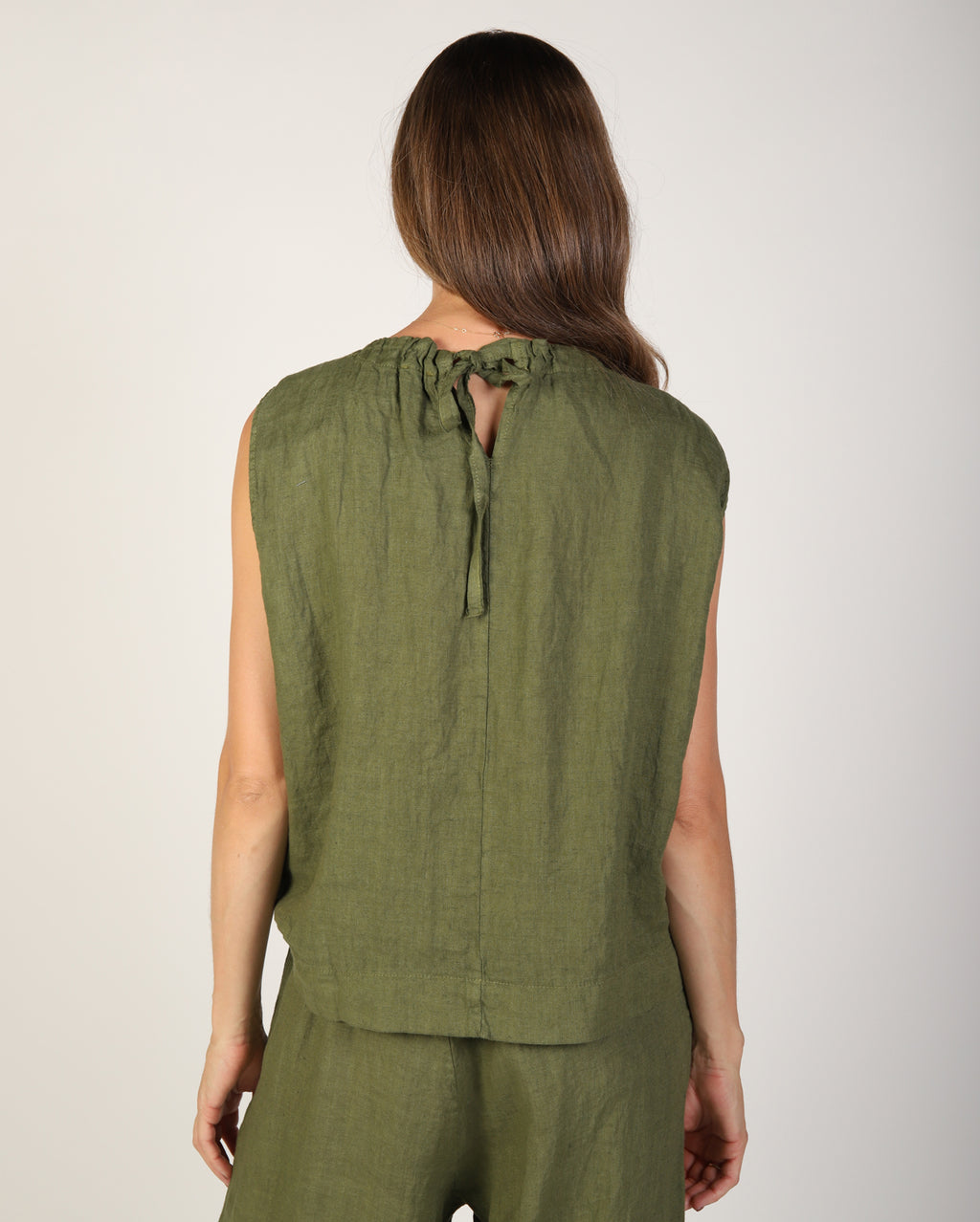 Xina Linen Top  - Moss
