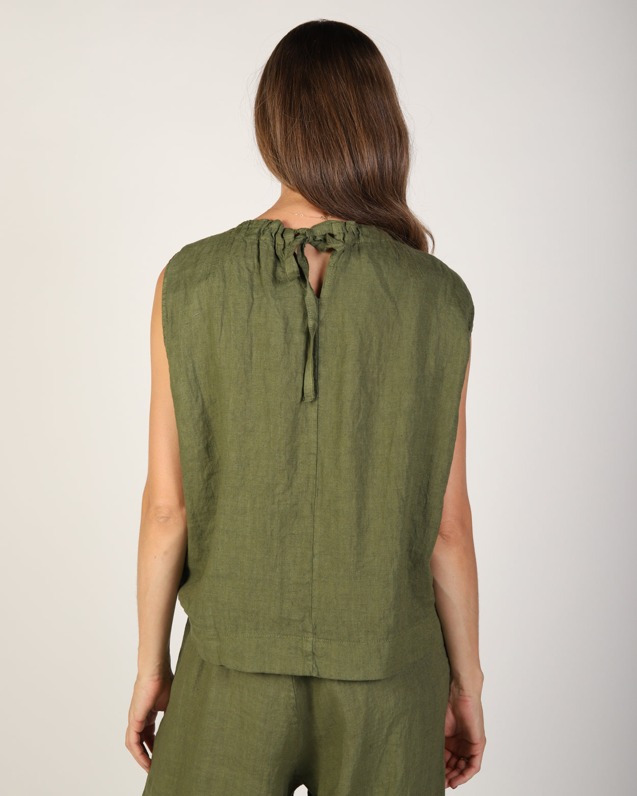 Xina Linen Top  - Moss