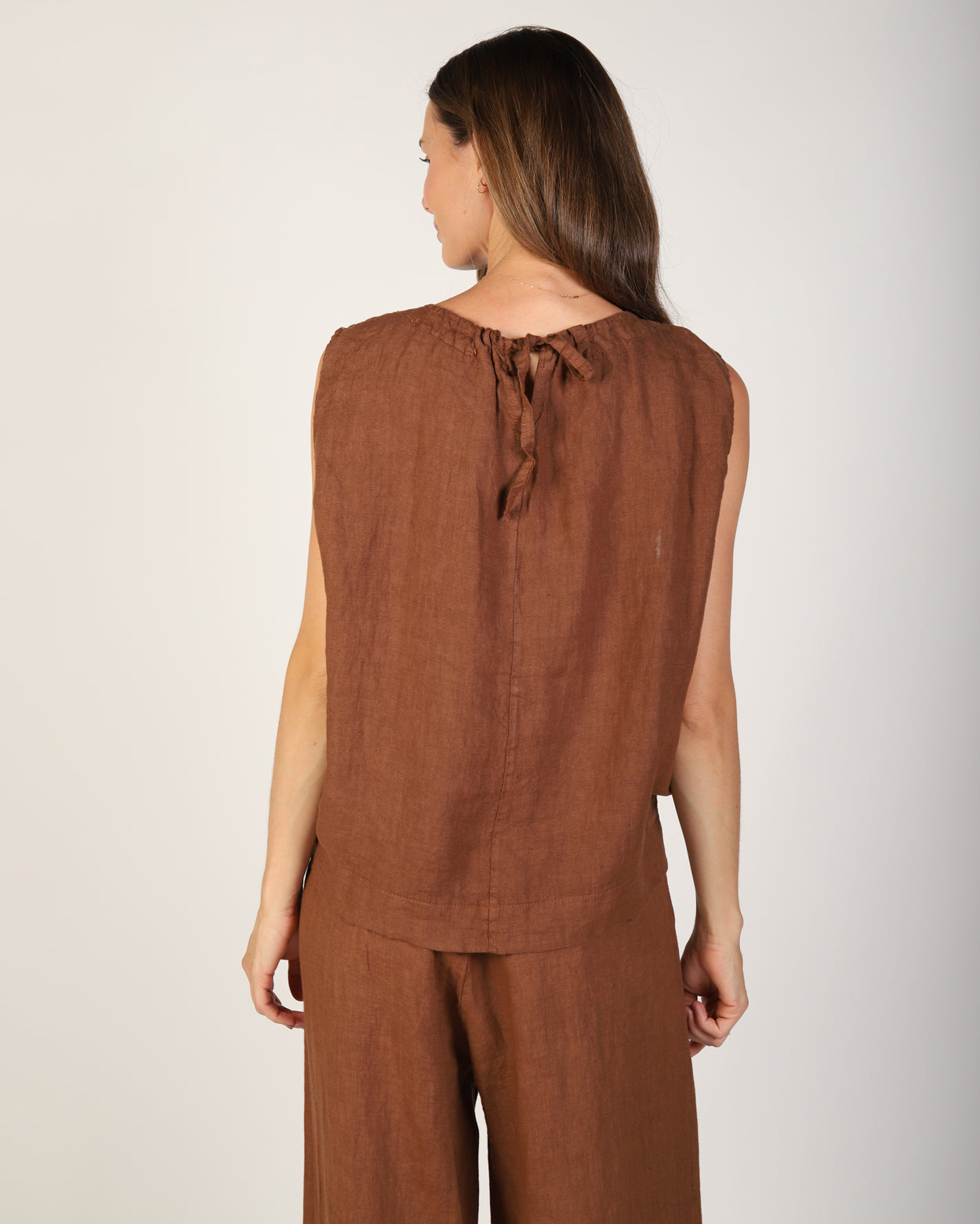 Xina Linen Top  - Tobacco