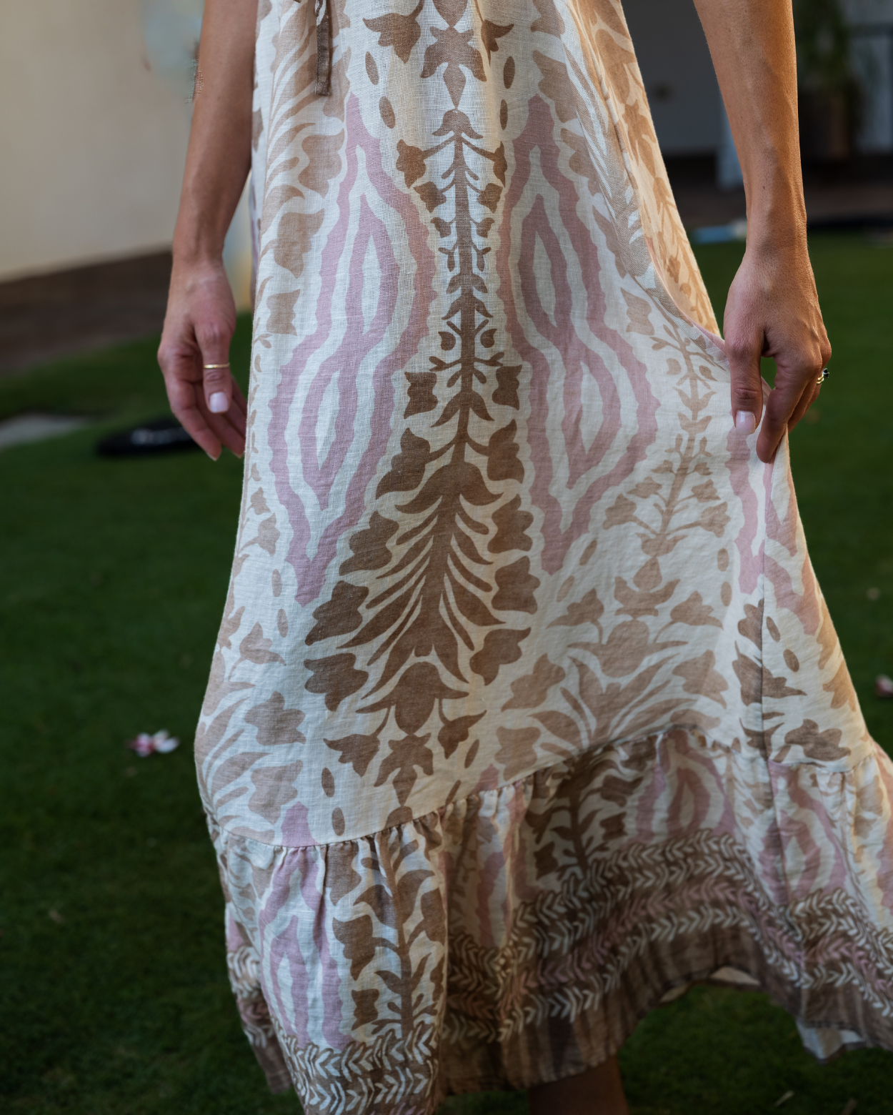 Grace Dress  - Beige / Pink