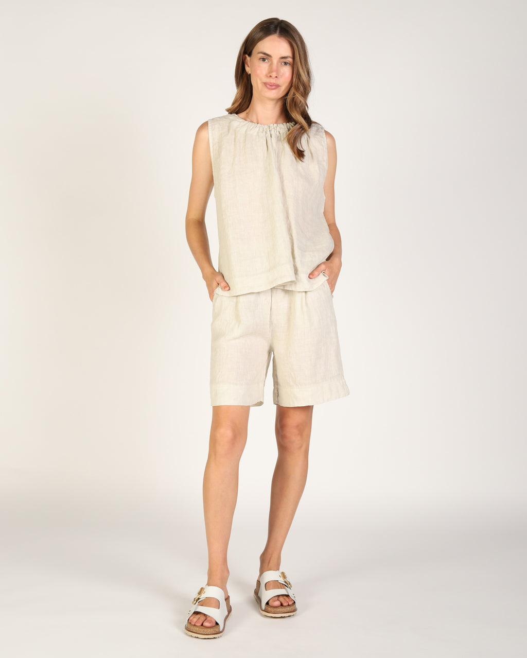 Xina Linen Top  - Natural