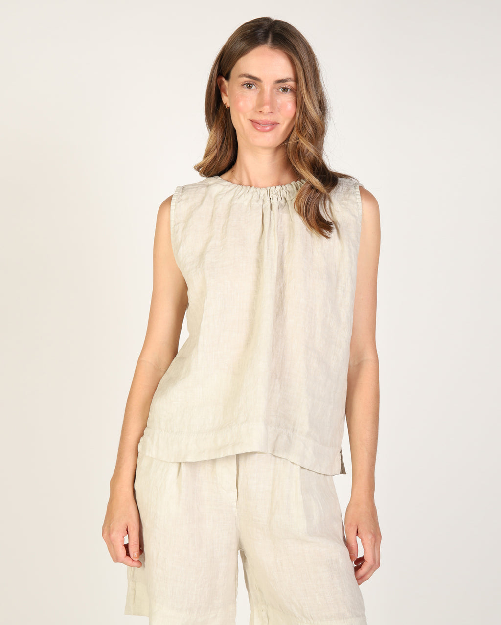 Xina Linen Top  - Natural