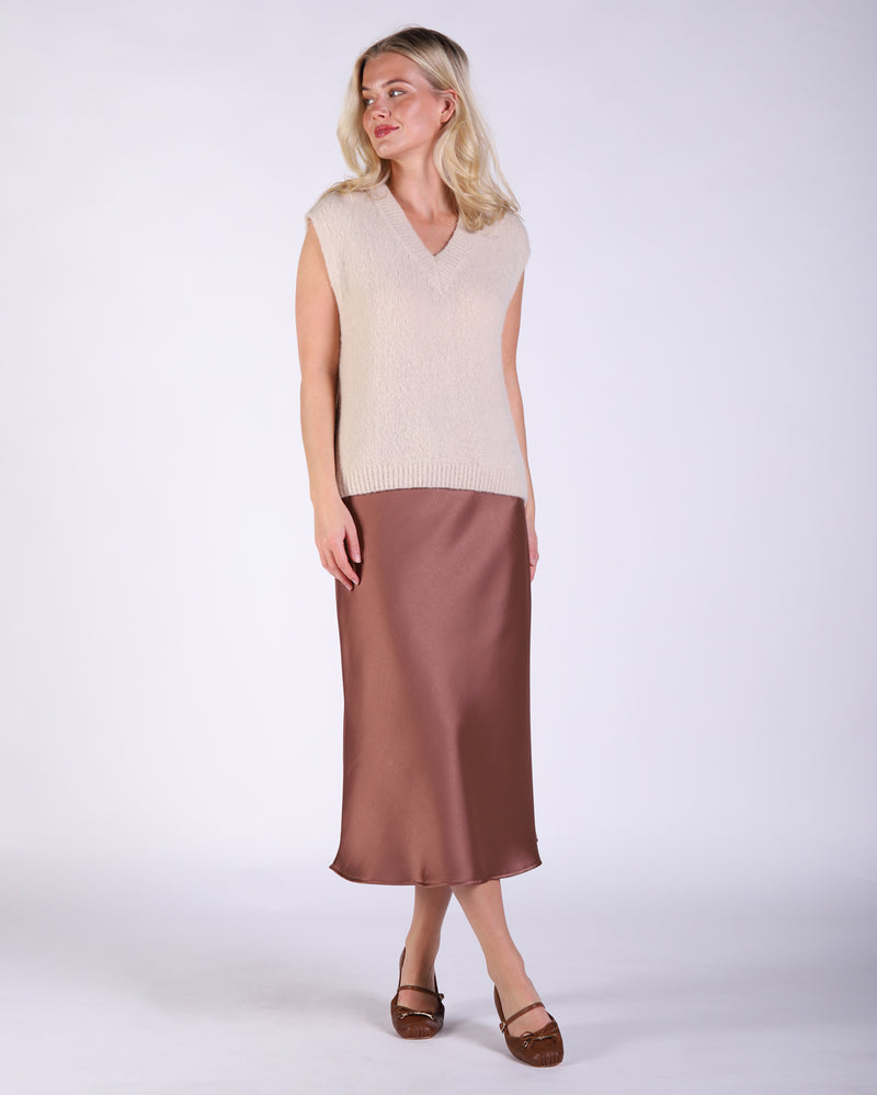 Yelena Slip Skirt  - Chocolate