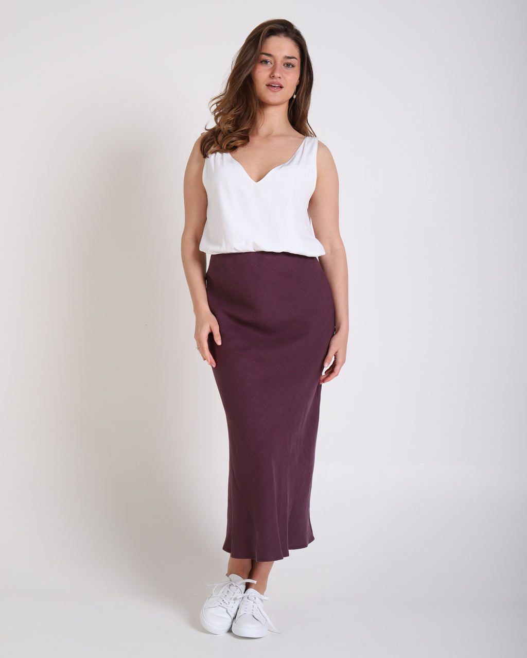 Rio Linen Skirt  - Raisin
