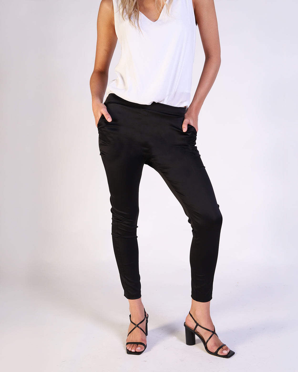 Satin Lucia Pant  - Black