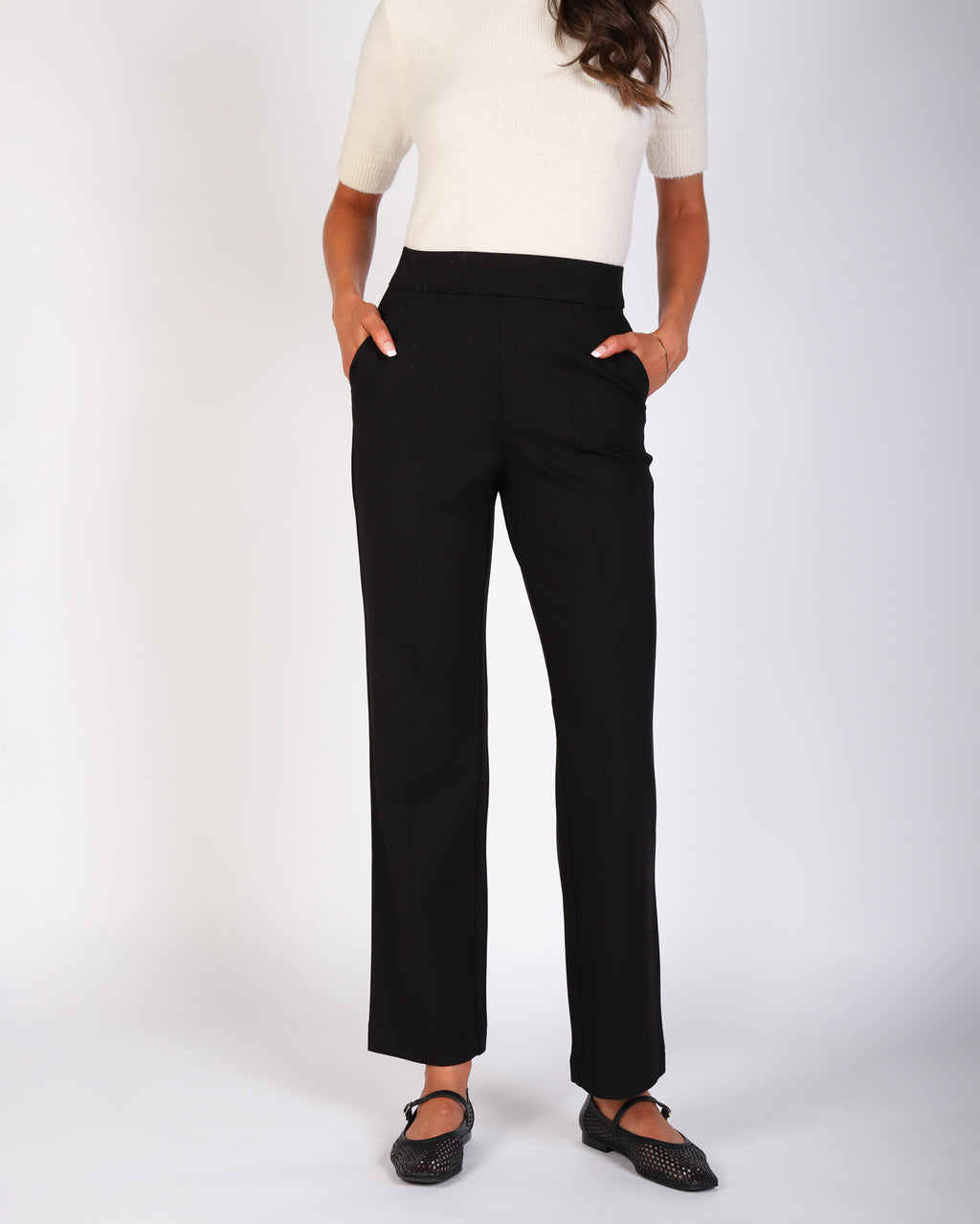 Amelia Straight Leg Ponte Pant - Black