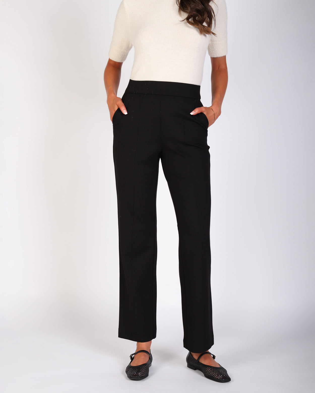 Amelia Straight Leg Ponte Pant - Black