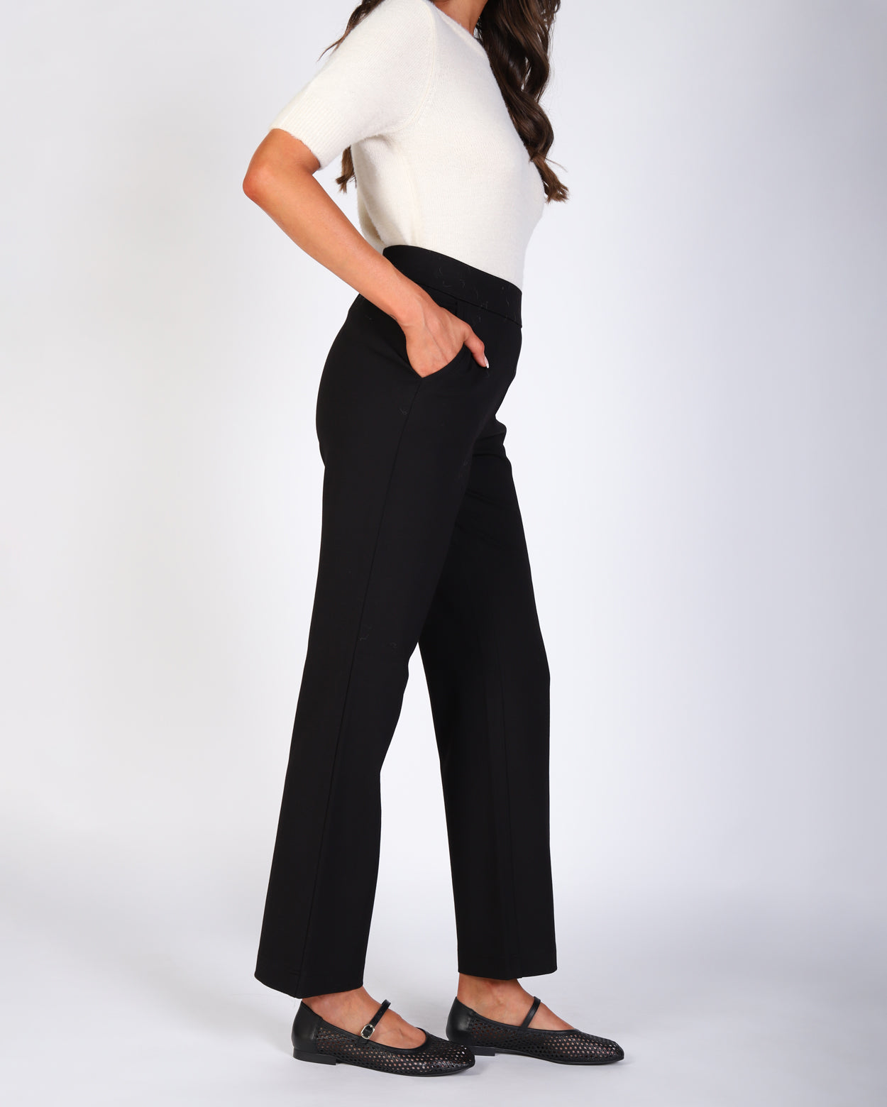 Amelia Straight Leg Ponte Pant - Black