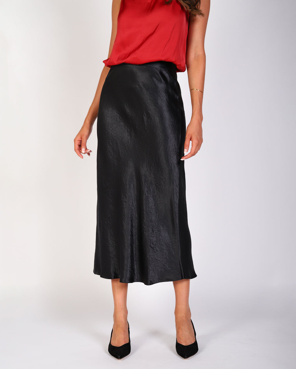 Freya Crinkle Slip Skirt  - Black