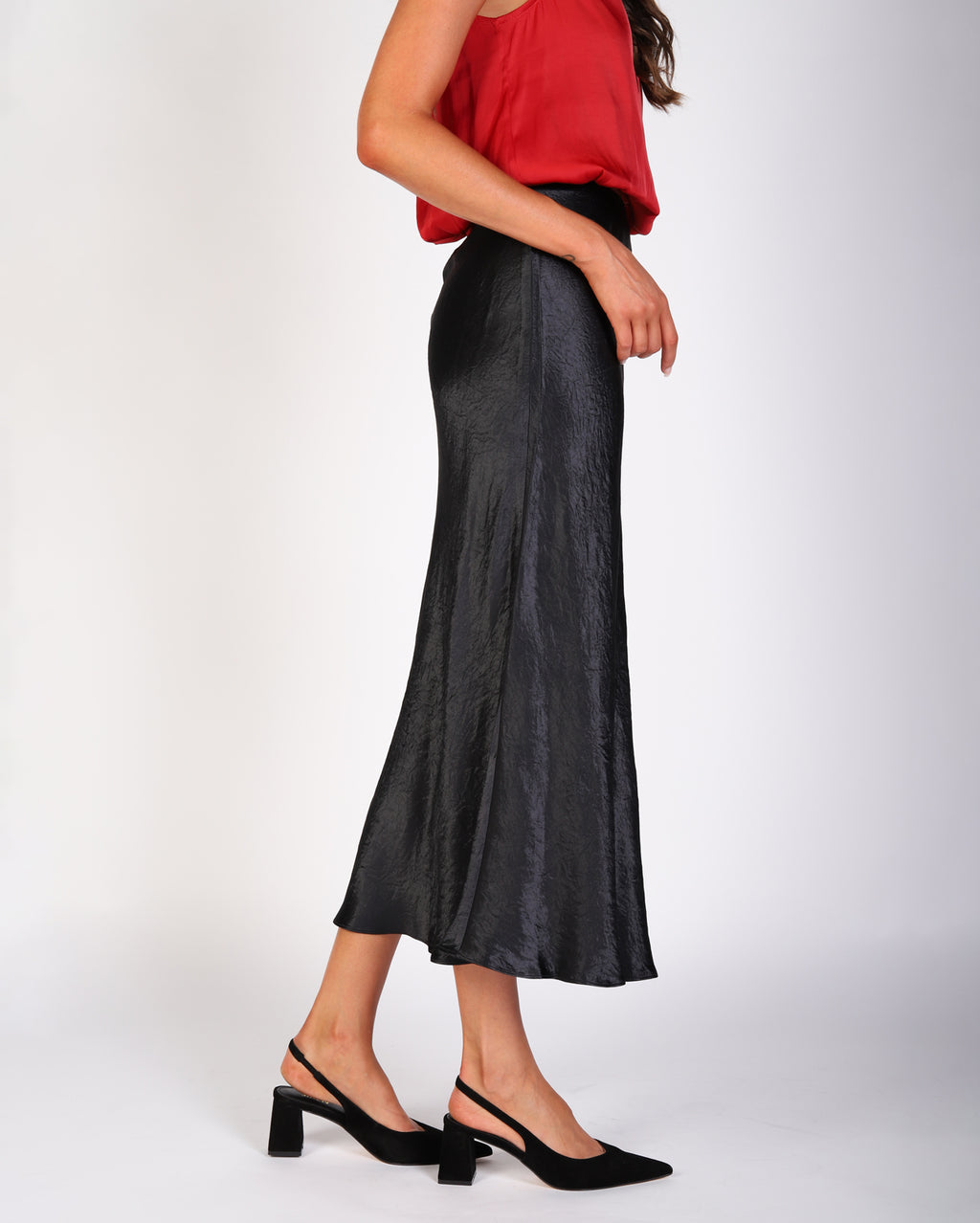 Freya Crinkle Slip Skirt  - Black