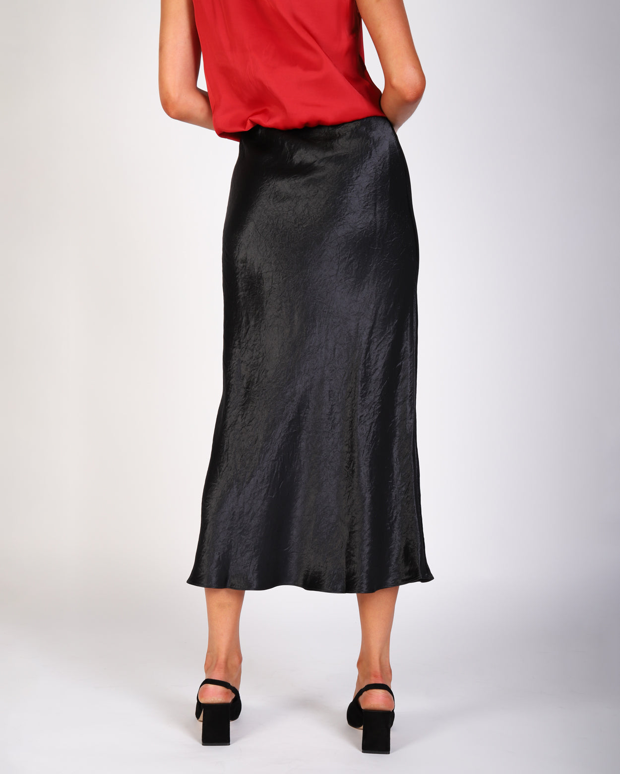 Freya Crinkle Slip Skirt  - Black