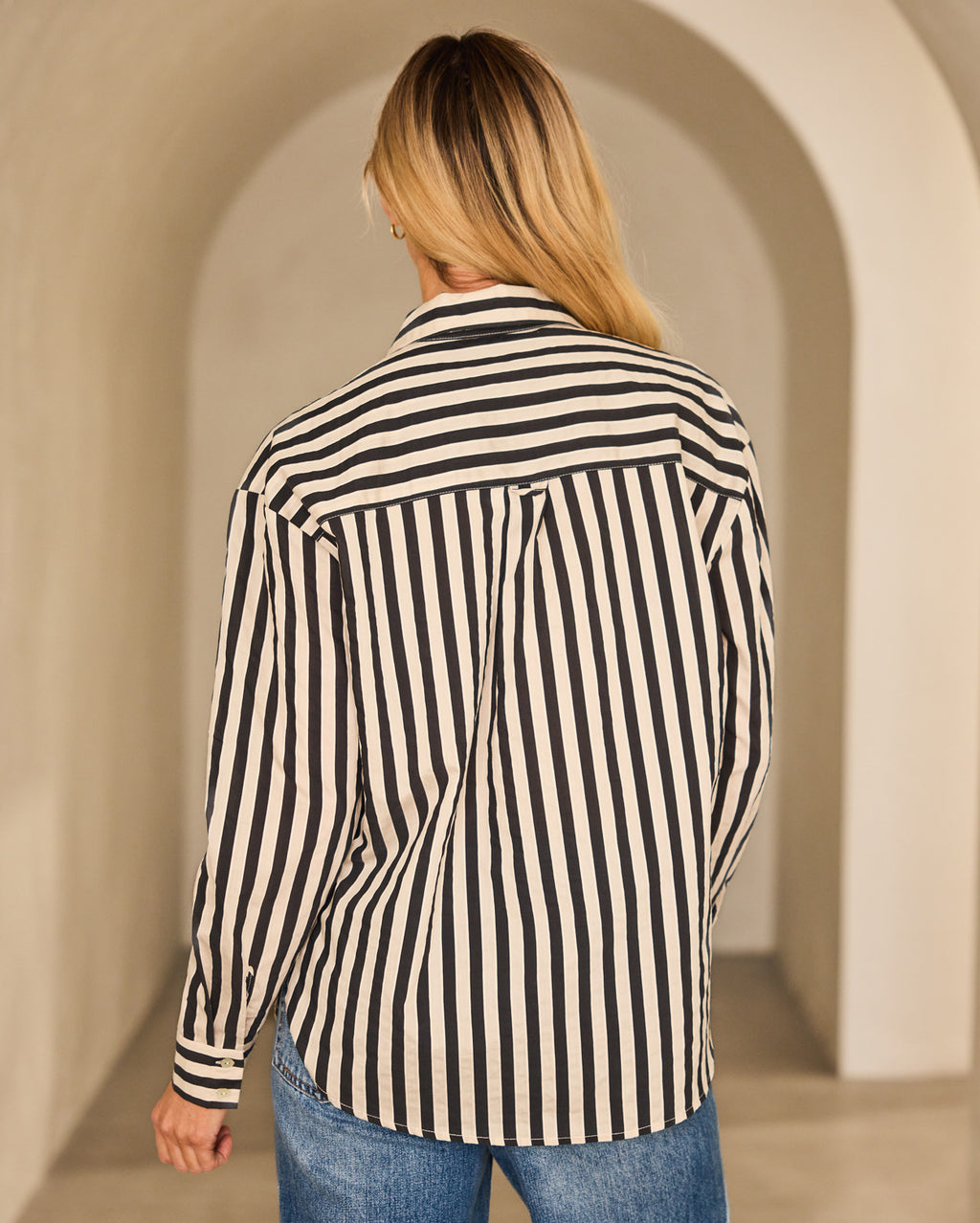 Benny Stripe Shirt - Black/Ecru