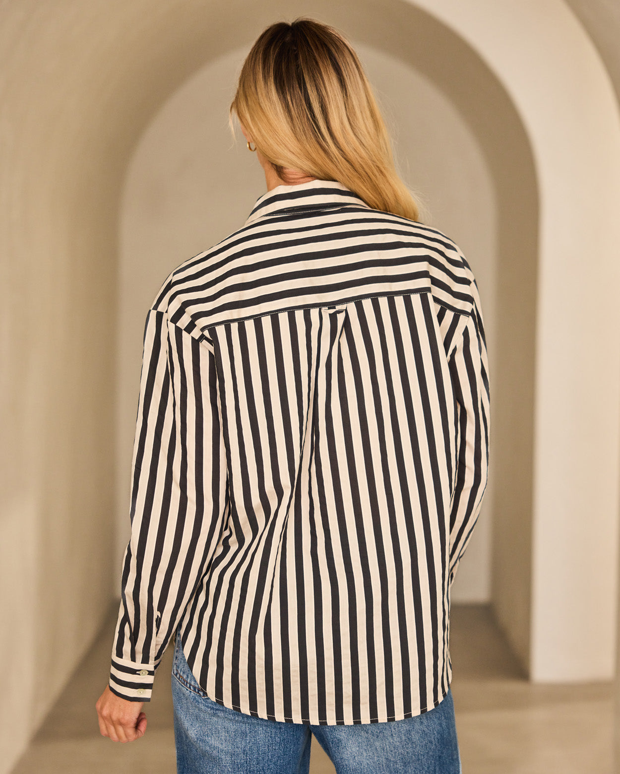 Benny Stripe Shirt - Black/Ecru