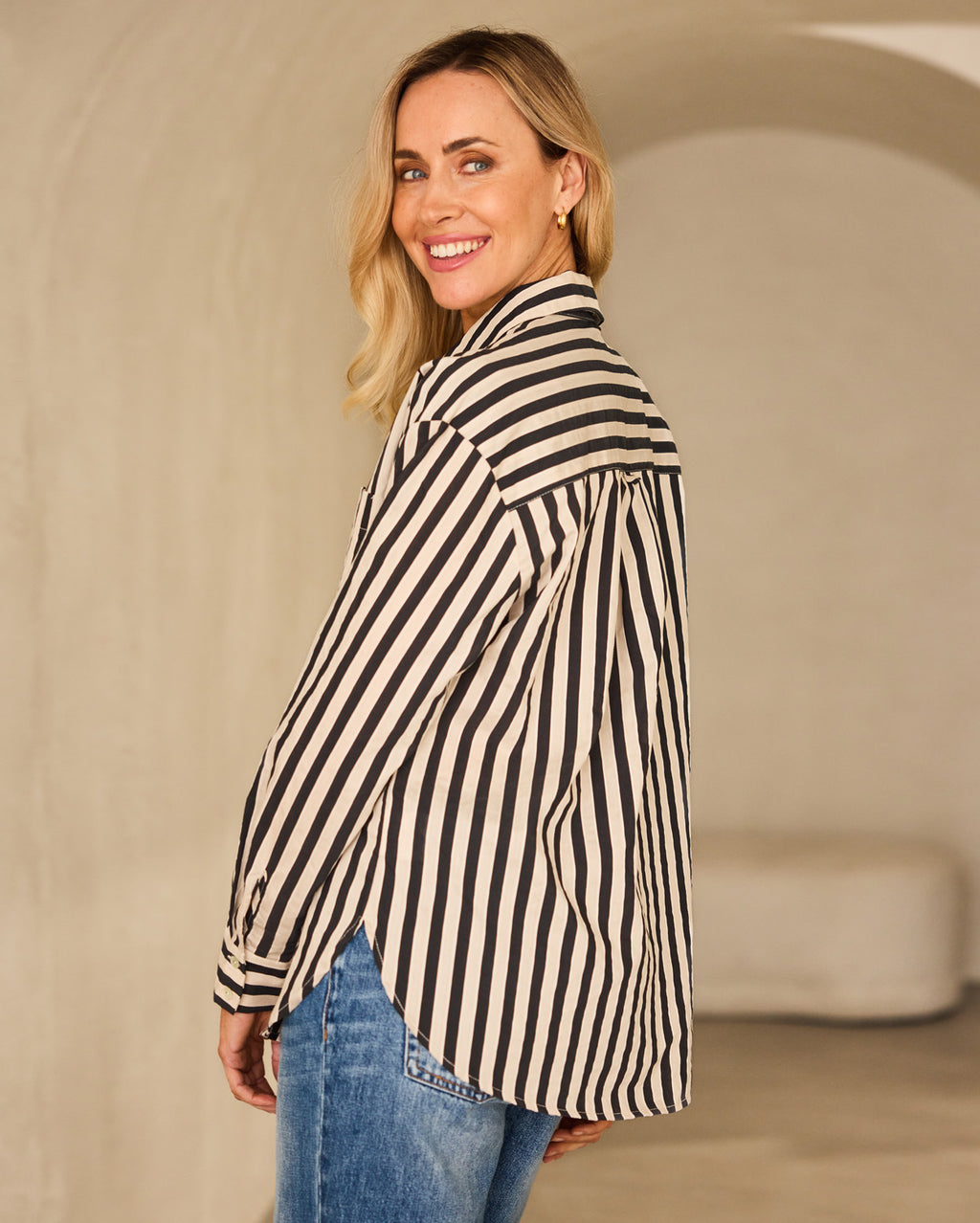 Benny Stripe Shirt - Black/Ecru