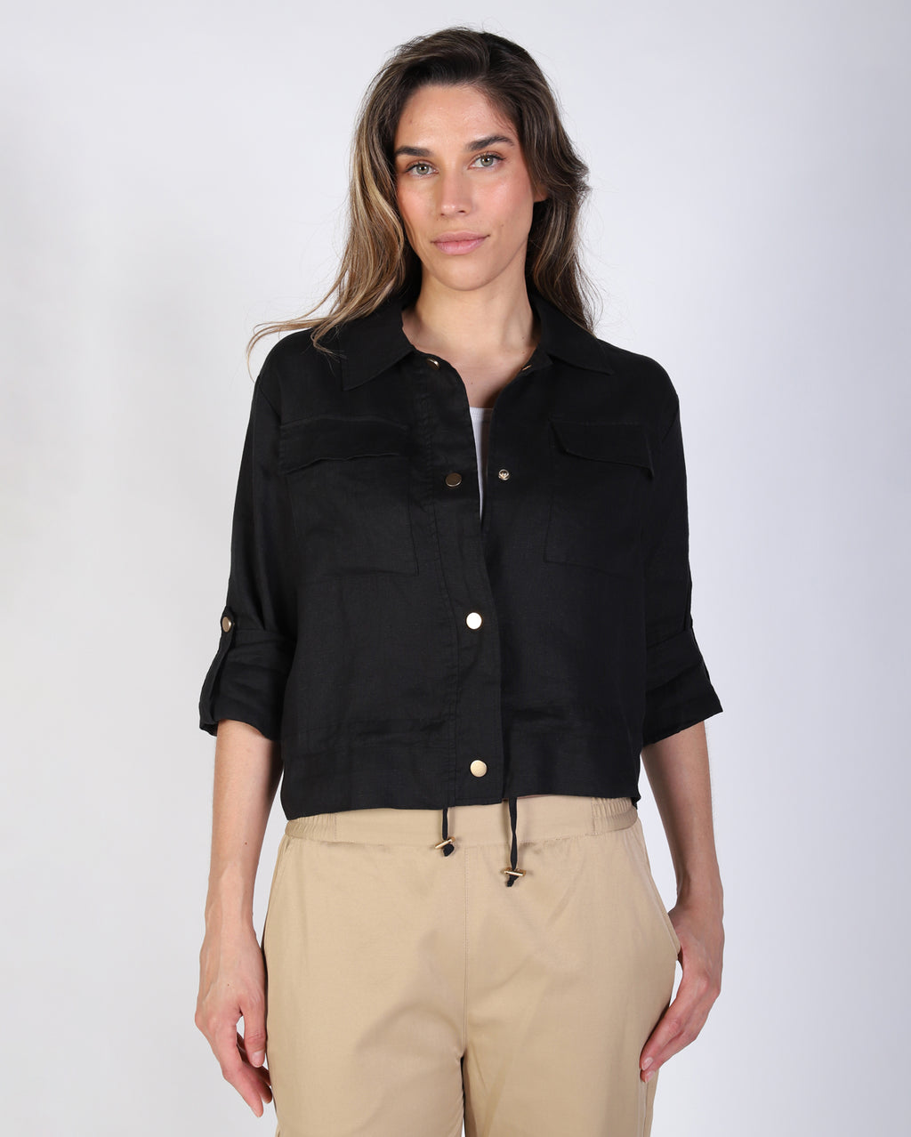 Nelly Linen Jacket - Black