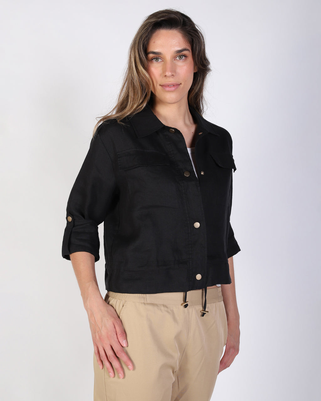 Nelly Linen Jacket - Black
