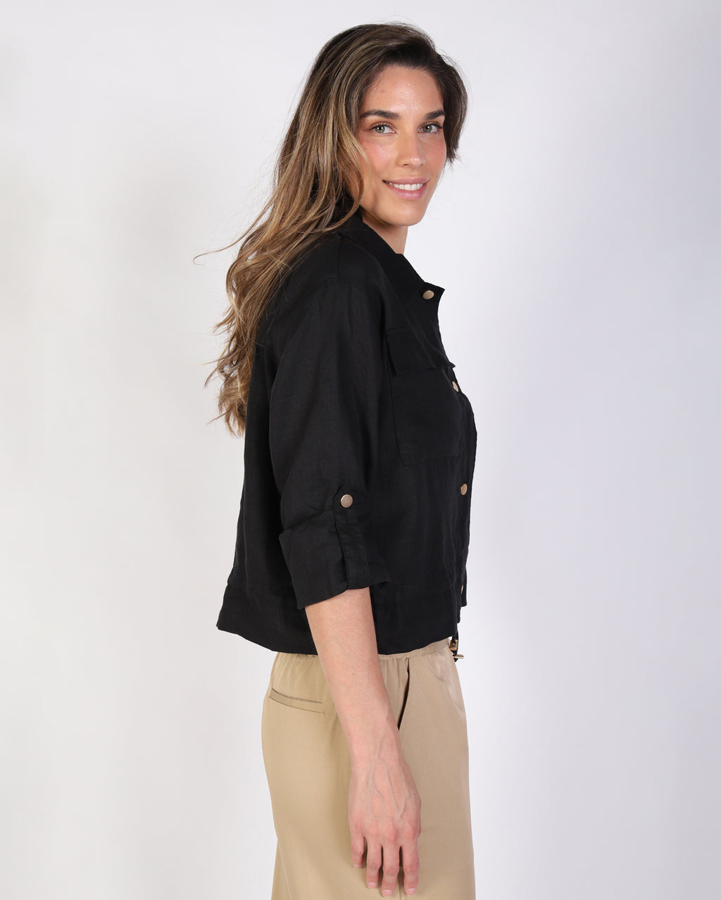 Nelly Linen Jacket - Black