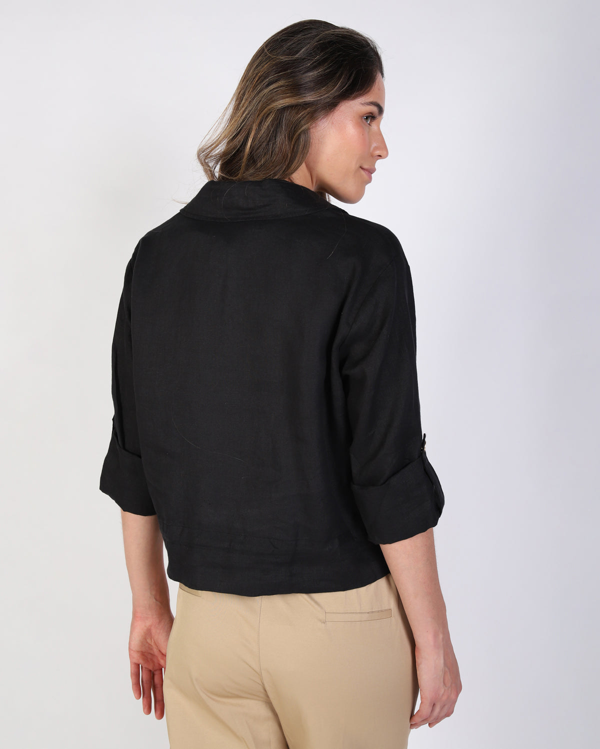 Nelly Linen Jacket - Black