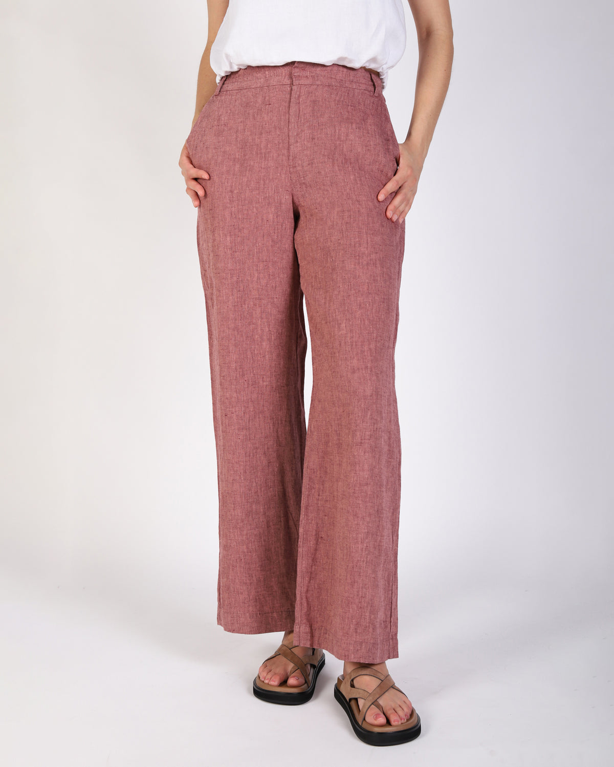 Penelope Linen Pant - Rhubarb