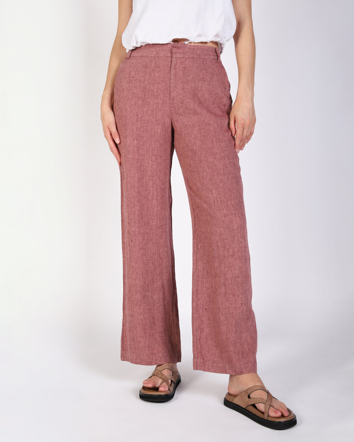 Penelope Linen Pant - Rhubarb